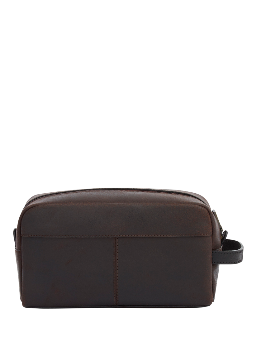 Product image 2 of 5, which shows OSPREY LONDON Jenson Leather Washbag, Chocolate/Black