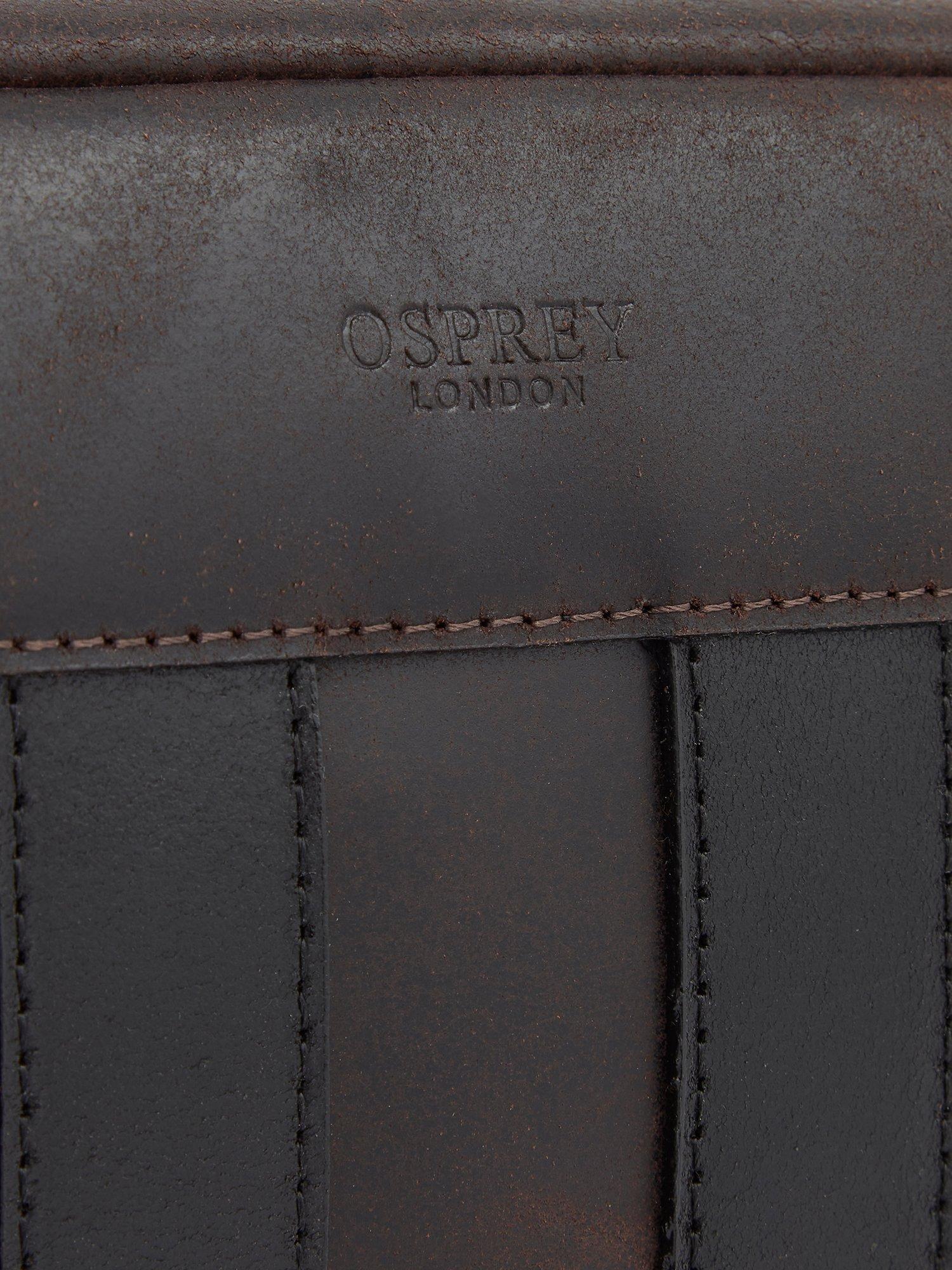 Product image 4 of 5, which shows OSPREY LONDON Jenson Leather Washbag, Chocolate/Black