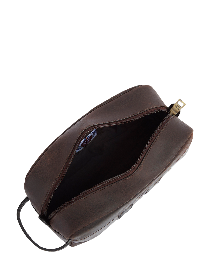 Product image 5 of 5, which shows OSPREY LONDON Jenson Leather Washbag, Chocolate/Black