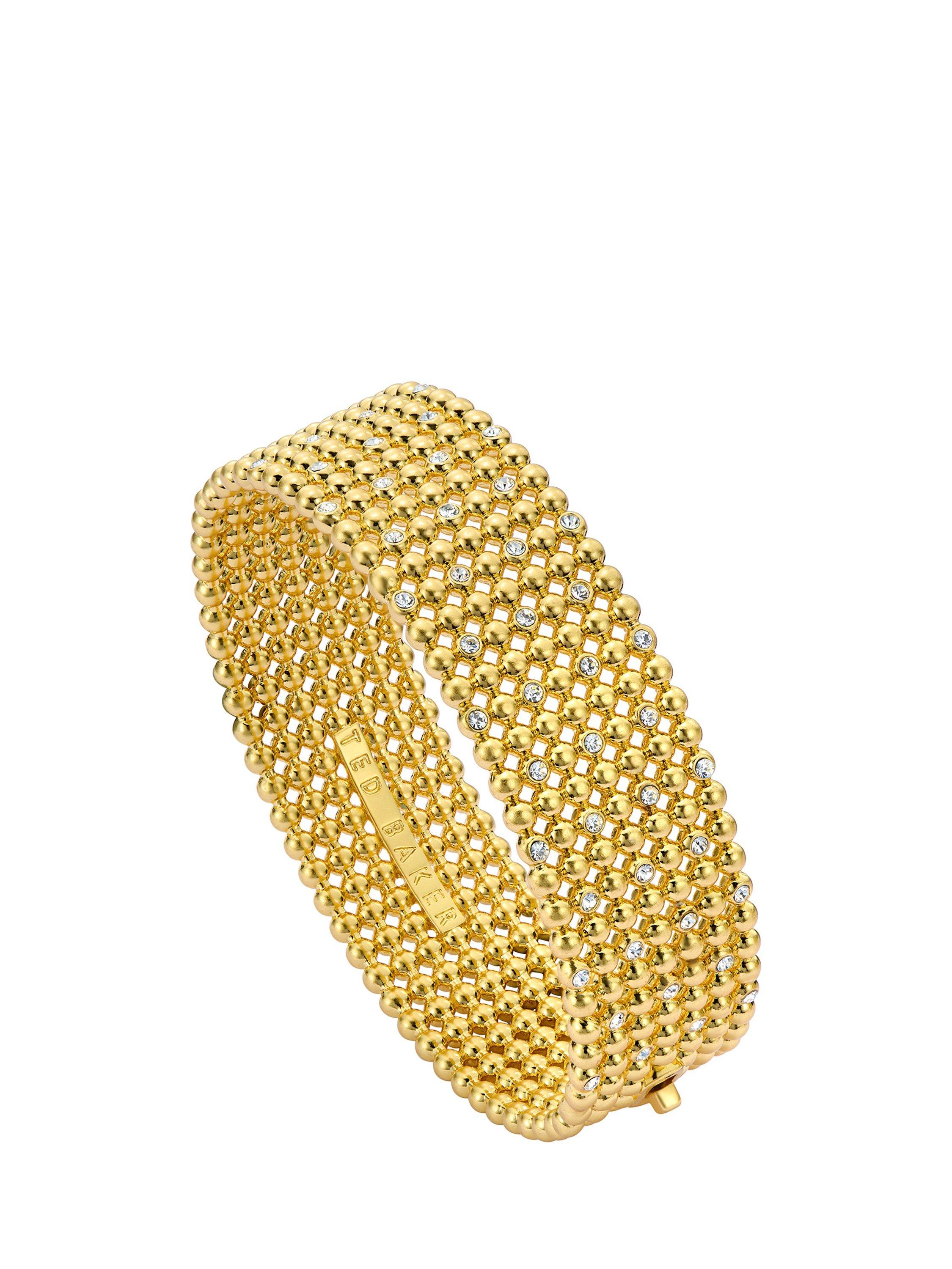 Product image 1 of 5, which shows Ted Baker Bobbi Crystal Bobble Wide Bangle Bracelet, Gold