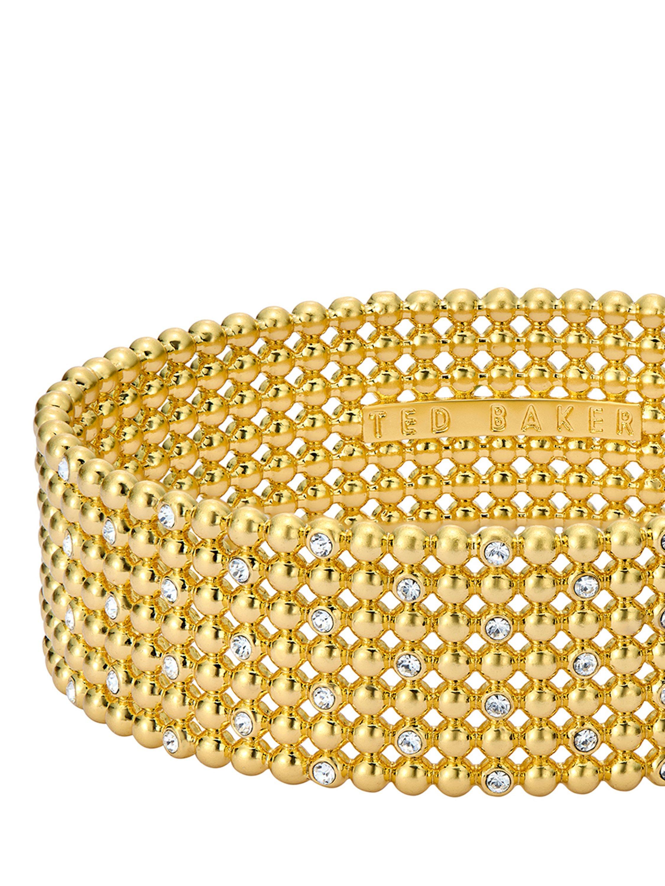 Product image 5 of 5, which shows Ted Baker Bobbi Crystal Bobble Wide Bangle Bracelet, Gold