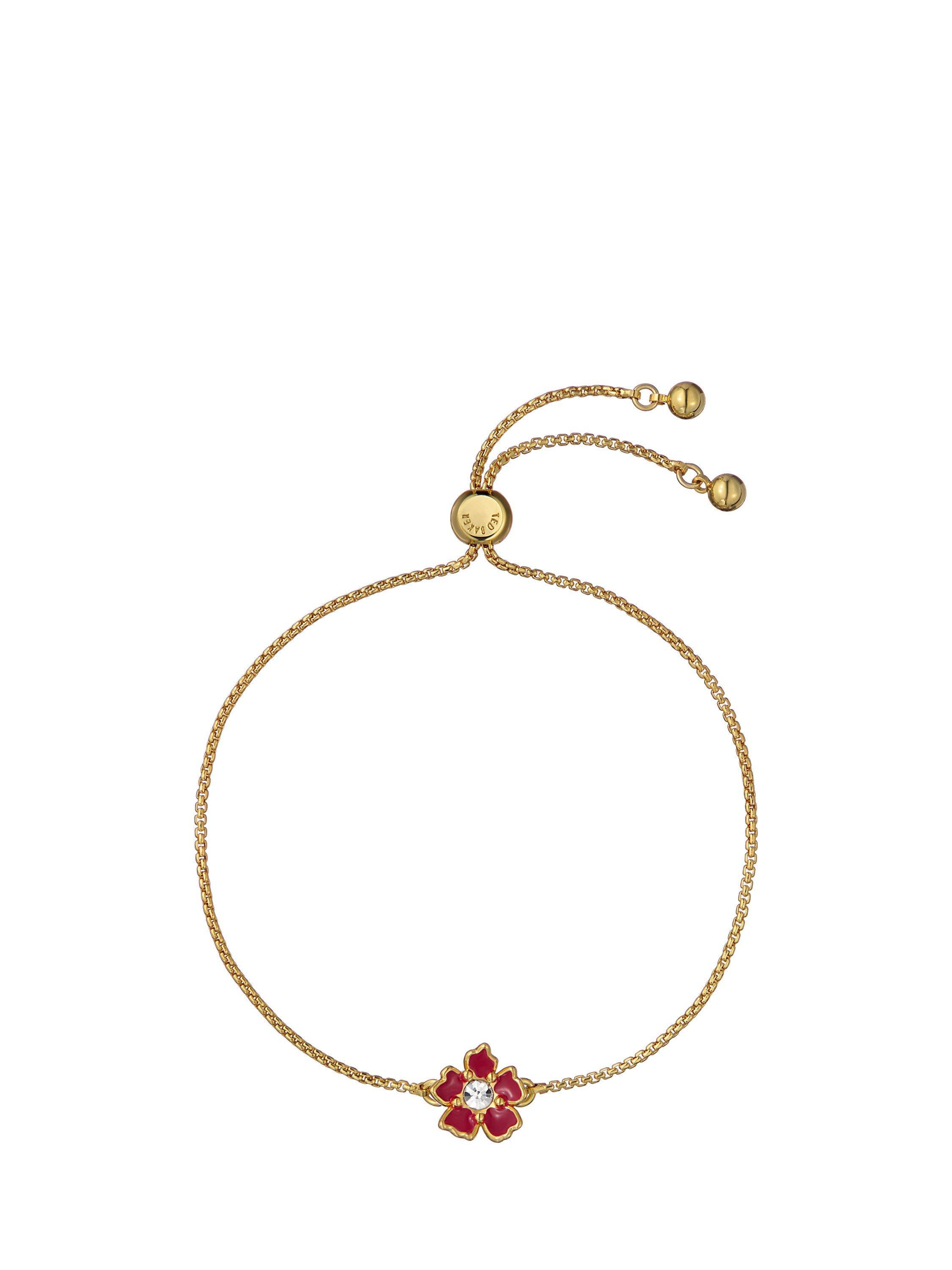 Product image 1 of 6, which shows Ted Baker Petial Painted Flower Adjustable Bracelet, Gold/Red
