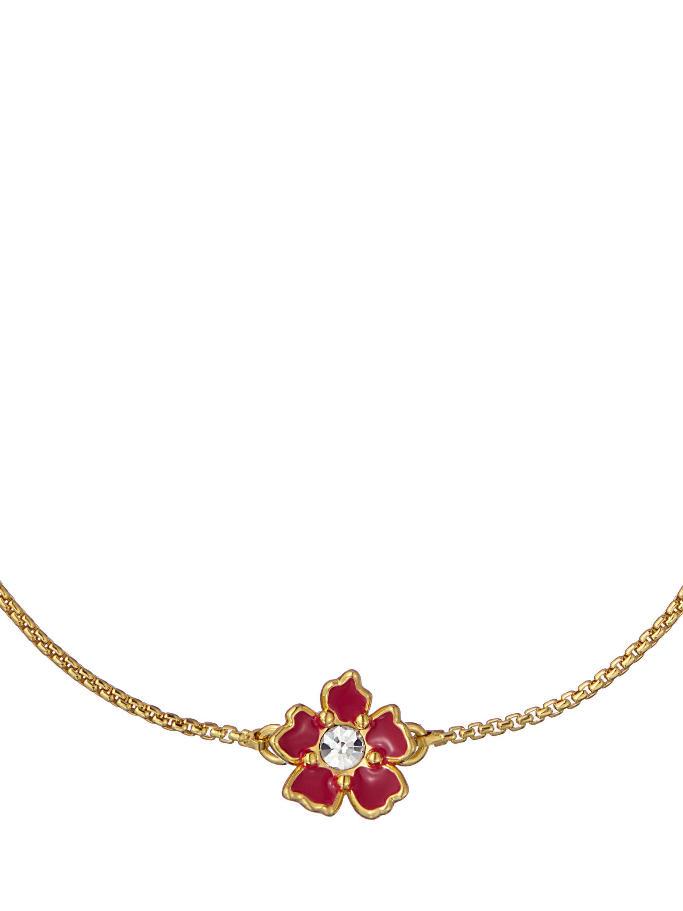Product image 4 of 6, which shows Ted Baker Petial Painted Flower Adjustable Bracelet, Gold/Red
