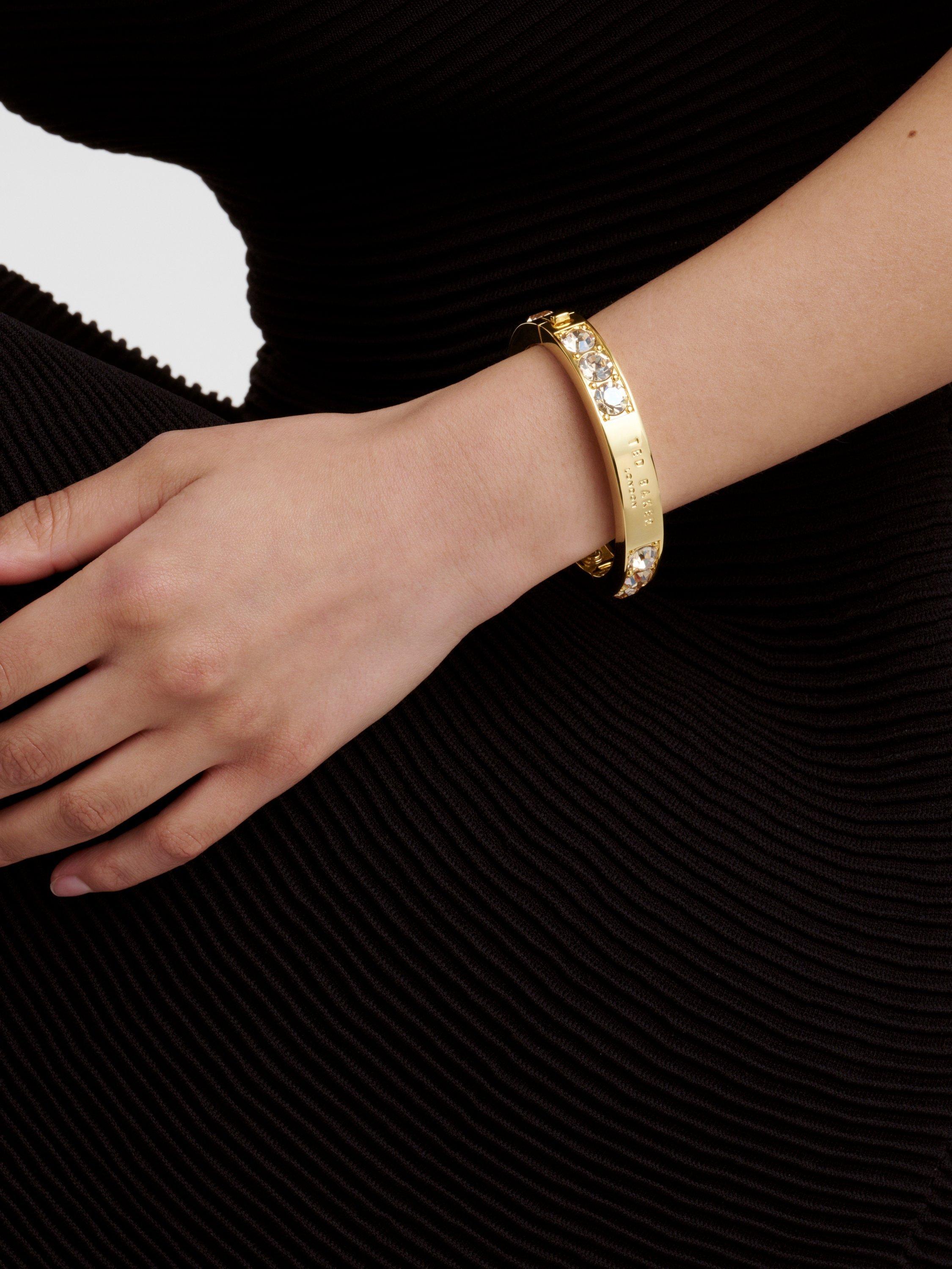 Product image 3 of 5, which shows Ted Baker Rosie Crystal Rock Hinged Bangle, Gold