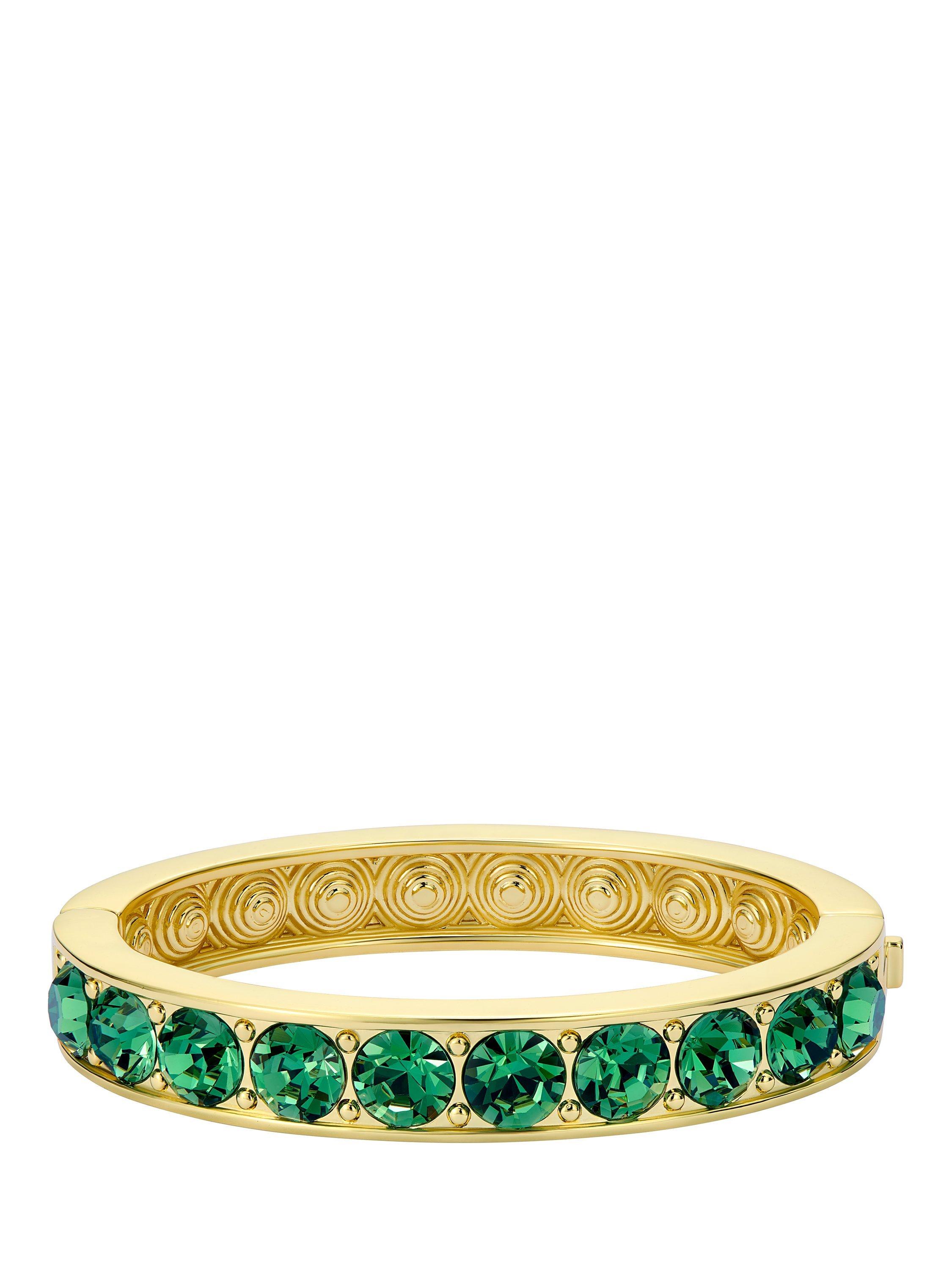 Product image 4 of 6, which shows Ted Baker Rosie Crystal Rock Hinged Bangle, Gold/Green