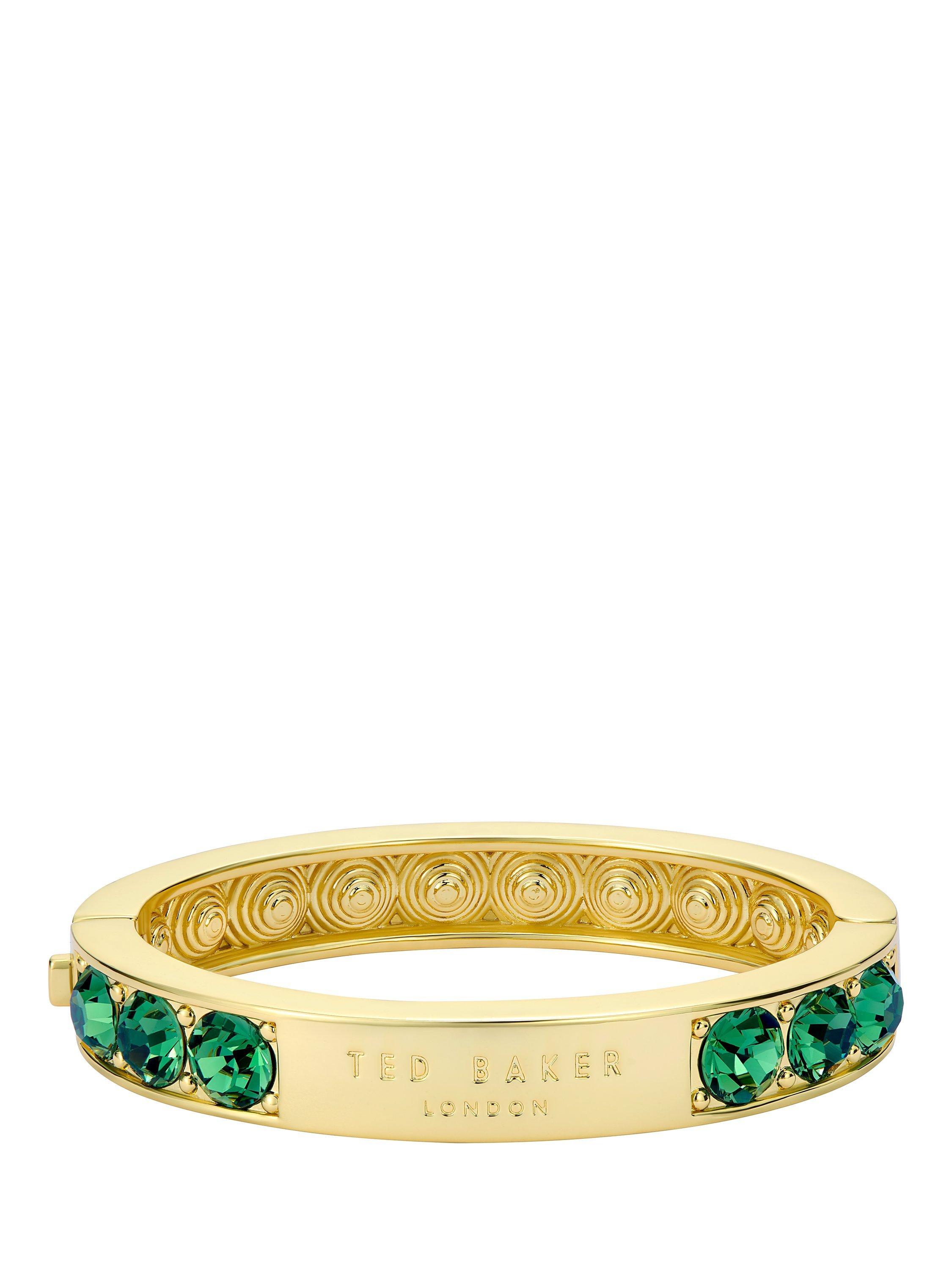 Product image 5 of 6, which shows Ted Baker Rosie Crystal Rock Hinged Bangle, Gold/Green
