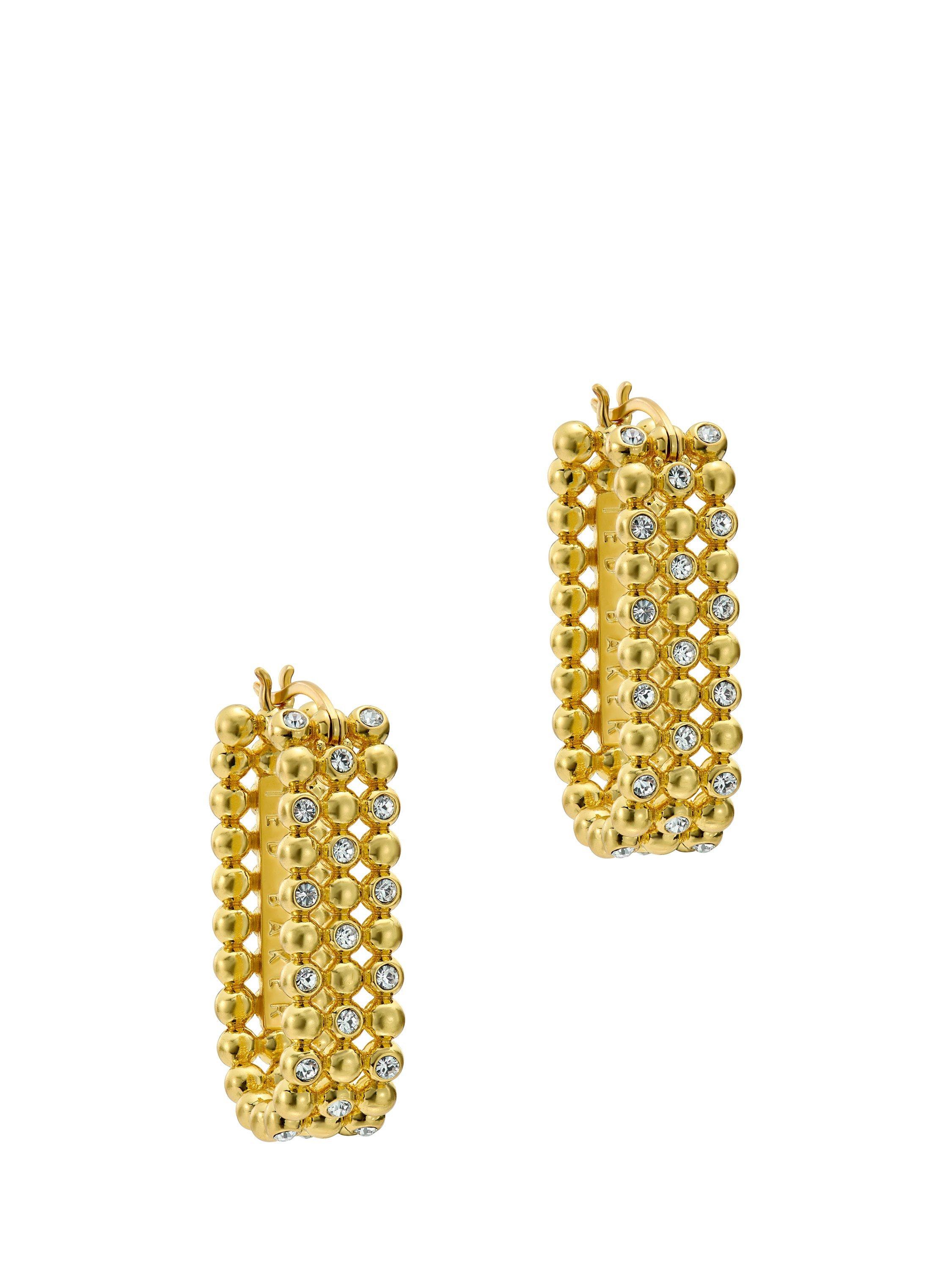 Product image 1 of 5, which shows Ted Baker Bollie Crystal Bobble Hoop Earrings, Gold