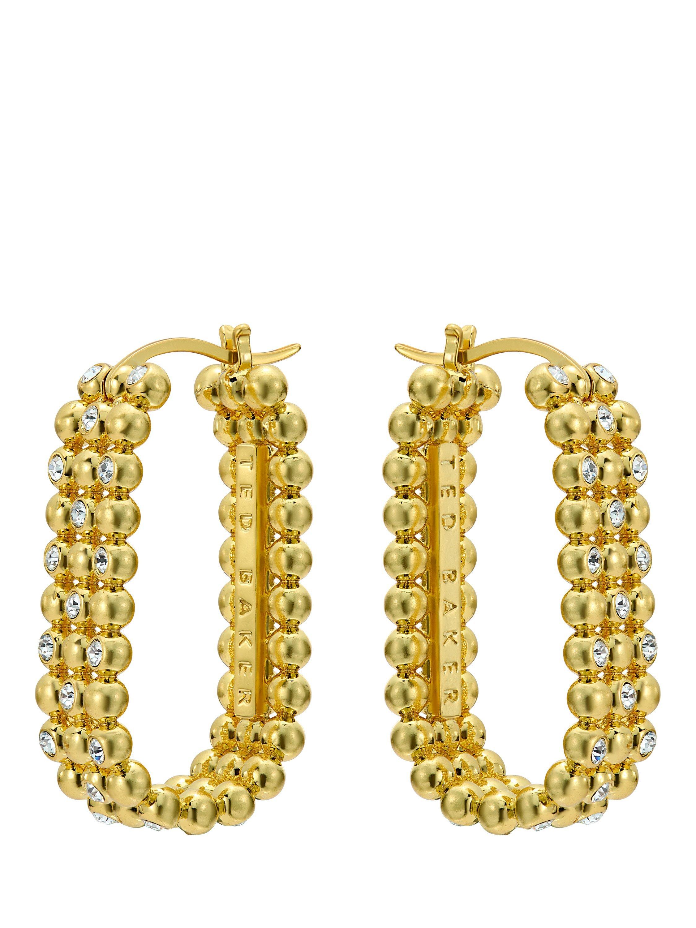 Product image 4 of 5, which shows Ted Baker Bollie Crystal Bobble Hoop Earrings, Gold