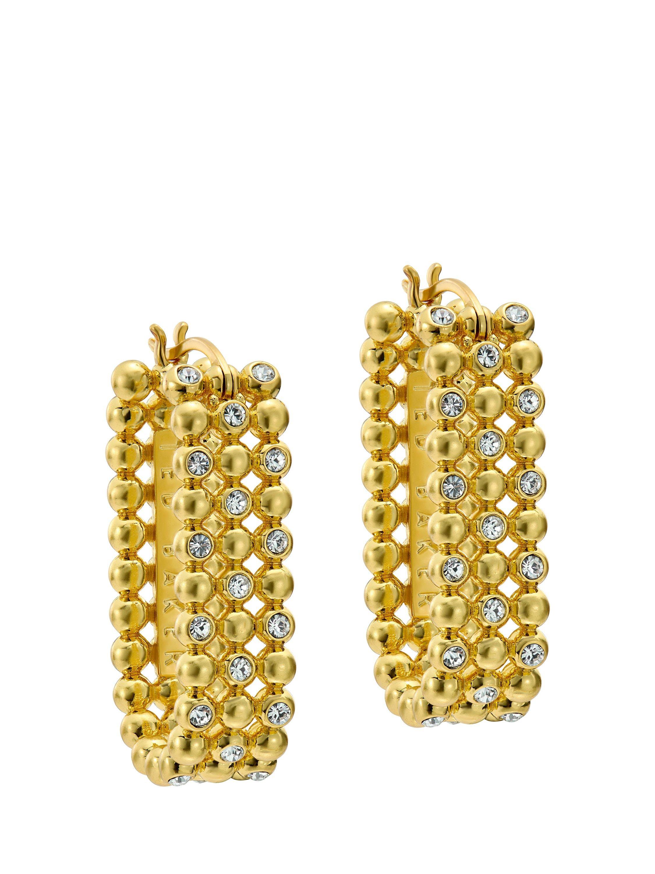 Product image 5 of 5, which shows Ted Baker Bollie Crystal Bobble Hoop Earrings, Gold