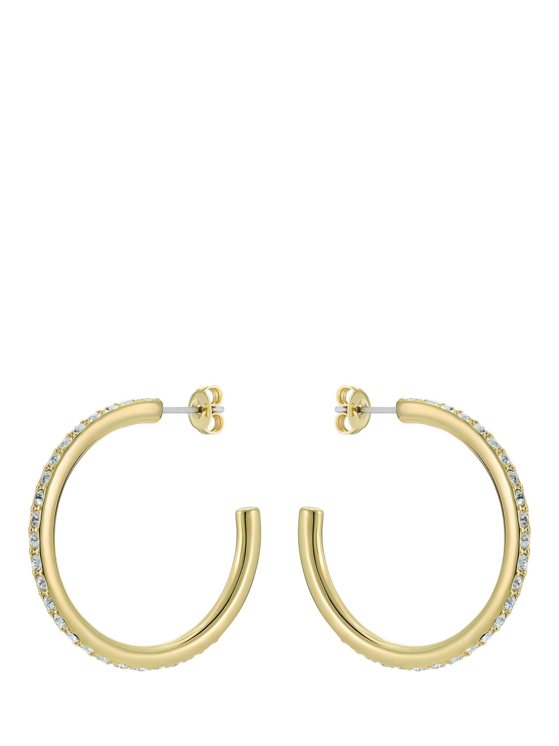 Product image 4 of 6, which shows Ted Baker Clanci Medium Crystal Hoop Earrings, Gold