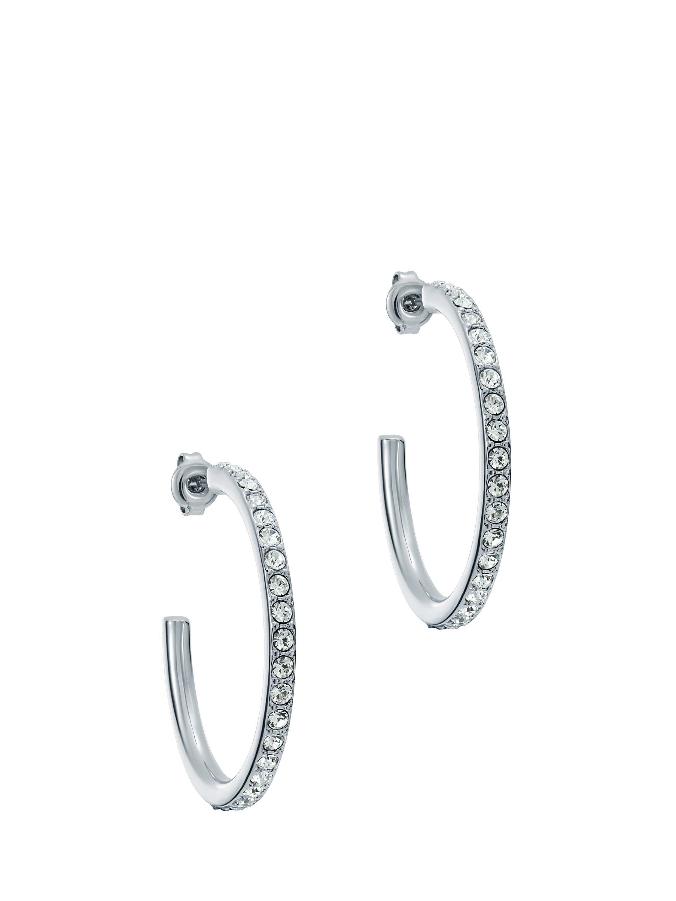 Product image 1 of 6, which shows Ted Baker Clanci Medium Crystal Hoop Earrings, Silver