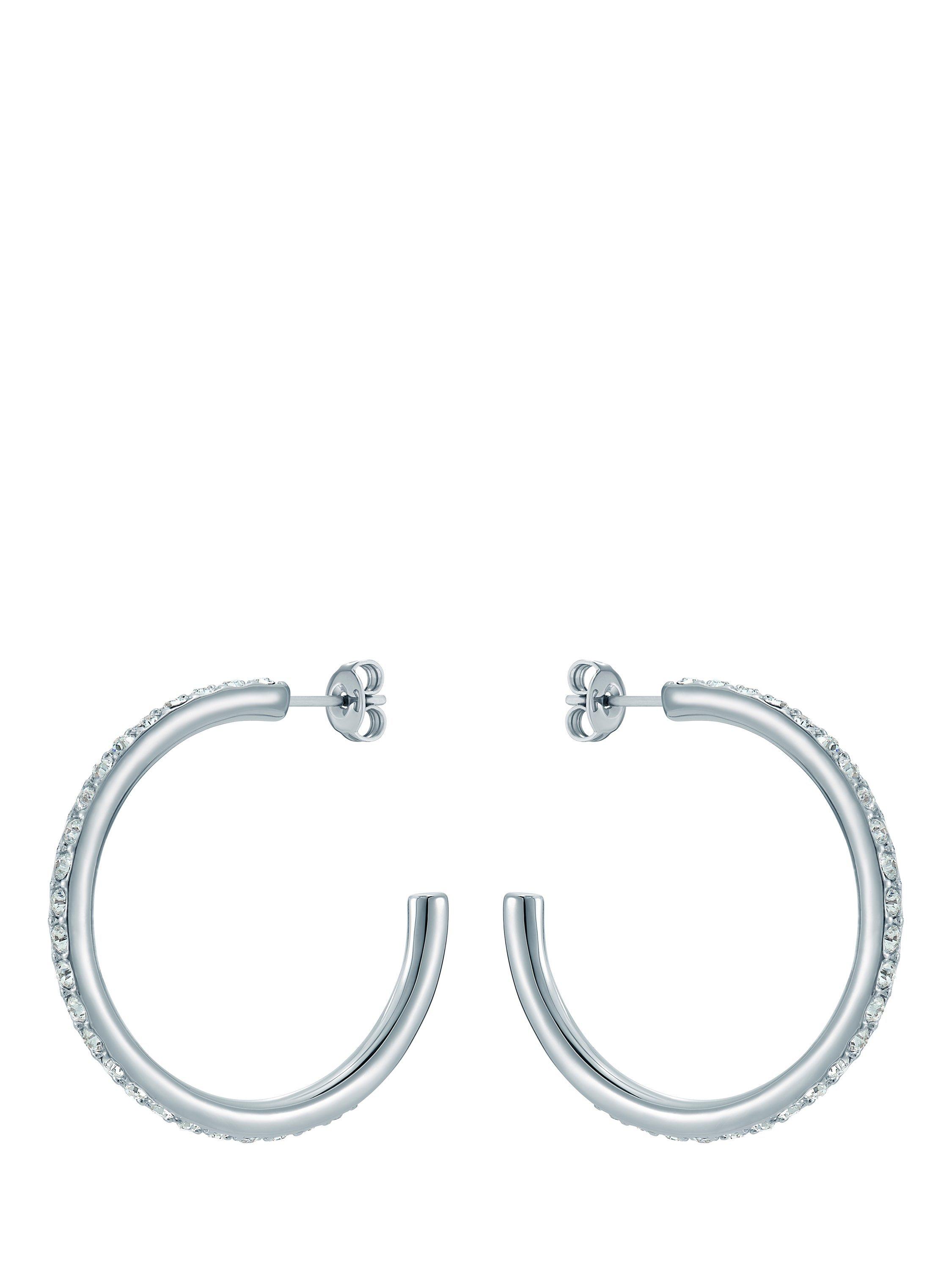 Product image 4 of 6, which shows Ted Baker Clanci Medium Crystal Hoop Earrings, Silver