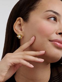 Ted Baker Dara Daisy Pearl Stud Earrings, Gold - view 2, Gold