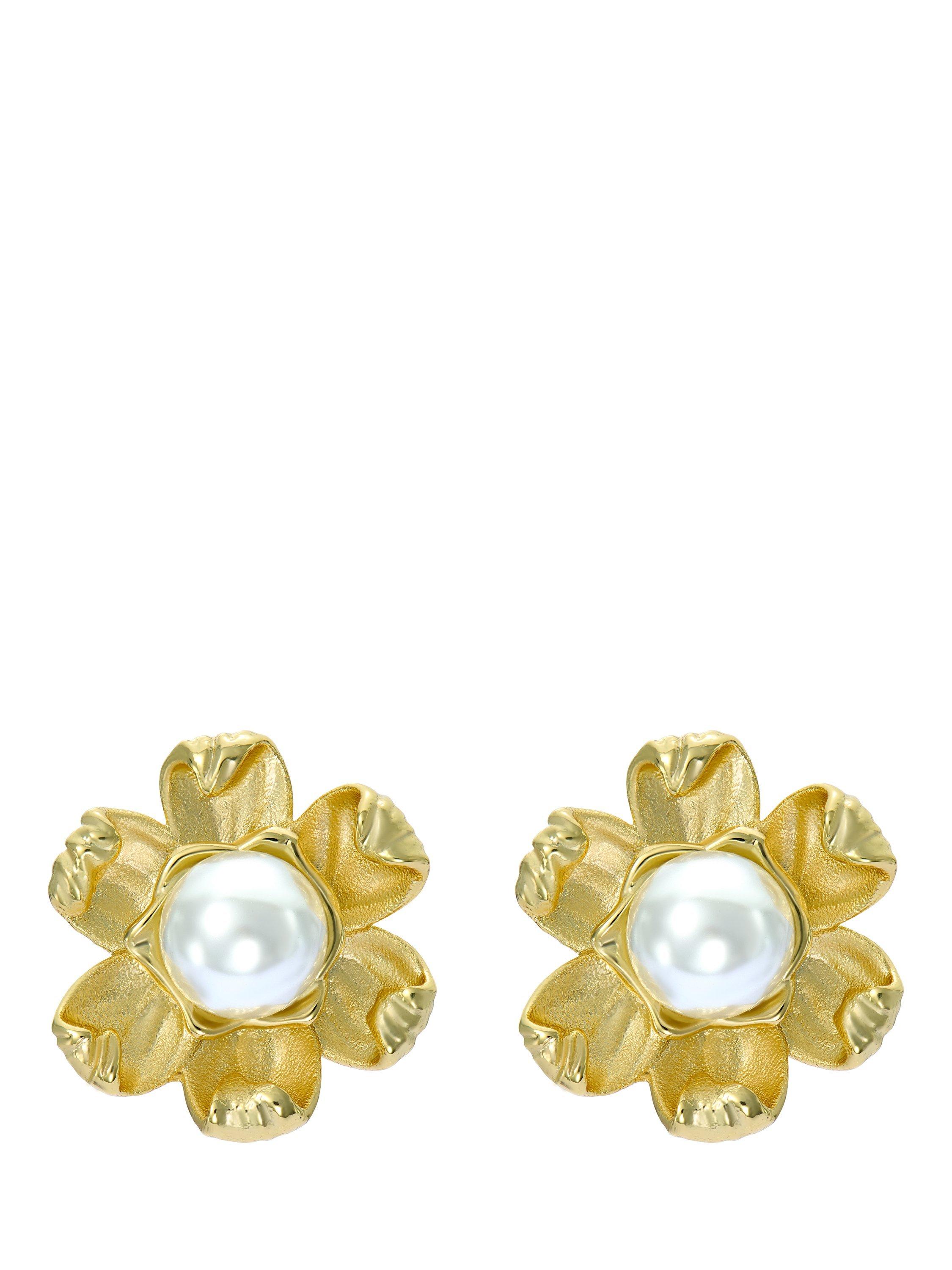 Product image 5 of 6, which shows Ted Baker Dara Daisy Pearl Stud Earrings, Gold