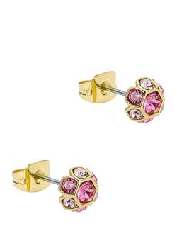 Ted Baker Gemme Crystal Gem Cluster Stud Earrings, Gold/Pink