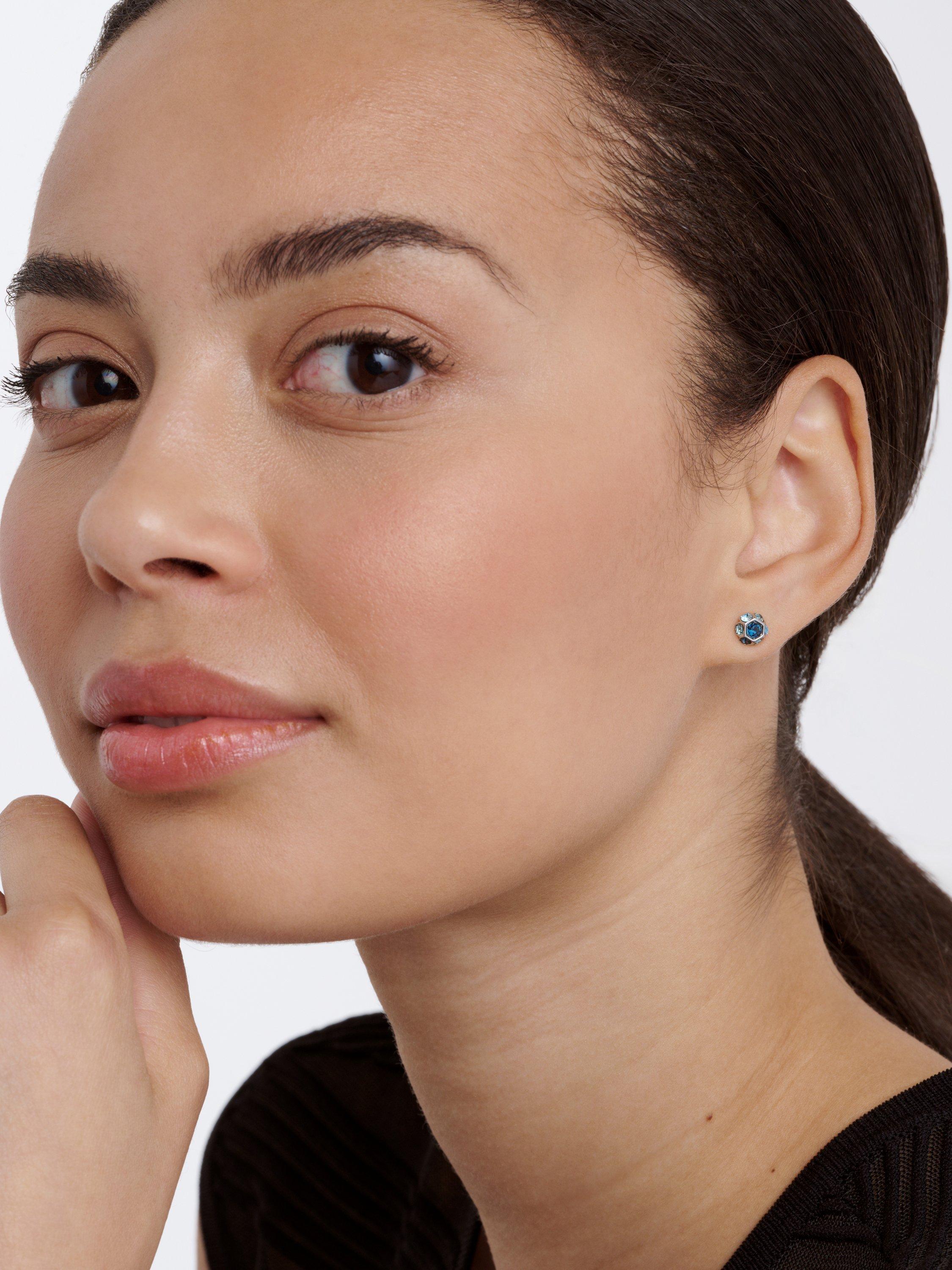 Product image 2 of 6, which shows Ted Baker Gemme Crystal Gem Cluster Stud Earrings, Silver/Blue