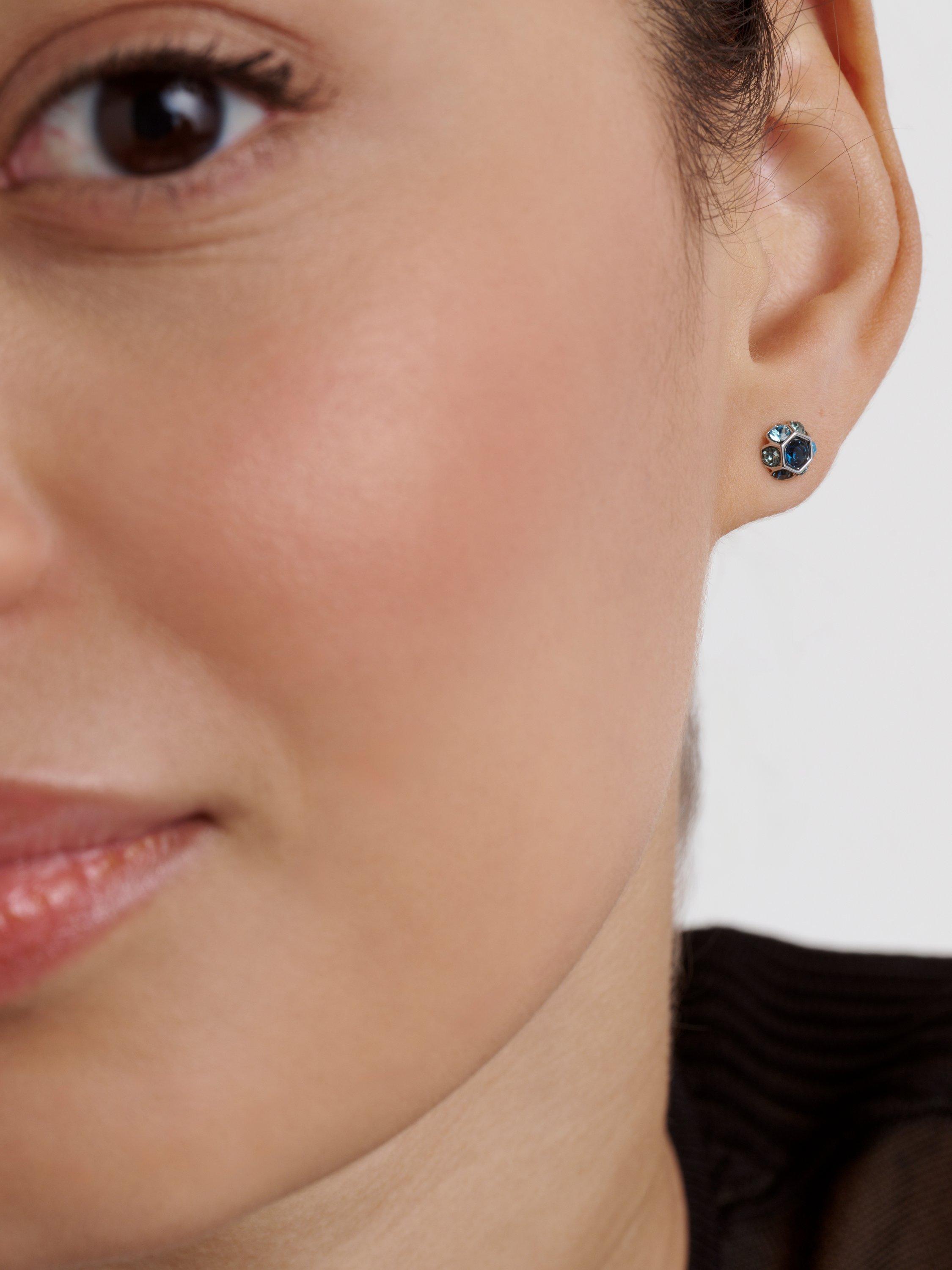 Product image 3 of 6, which shows Ted Baker Gemme Crystal Gem Cluster Stud Earrings, Silver/Blue