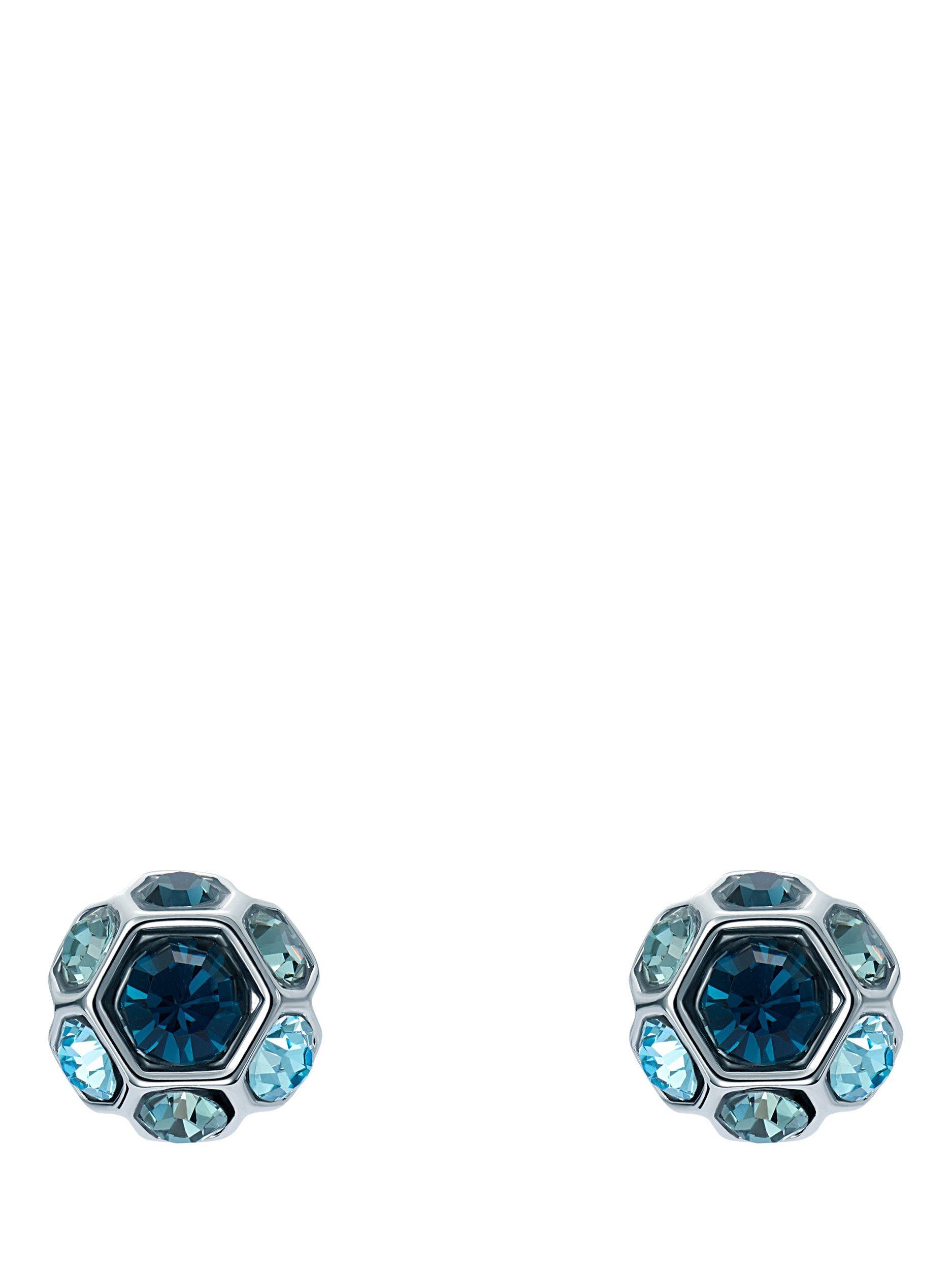 Product image 5 of 6, which shows Ted Baker Gemme Crystal Gem Cluster Stud Earrings, Silver/Blue