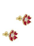 Ted Baker Peti Painted Flower Stud Earrings, Gold/Red