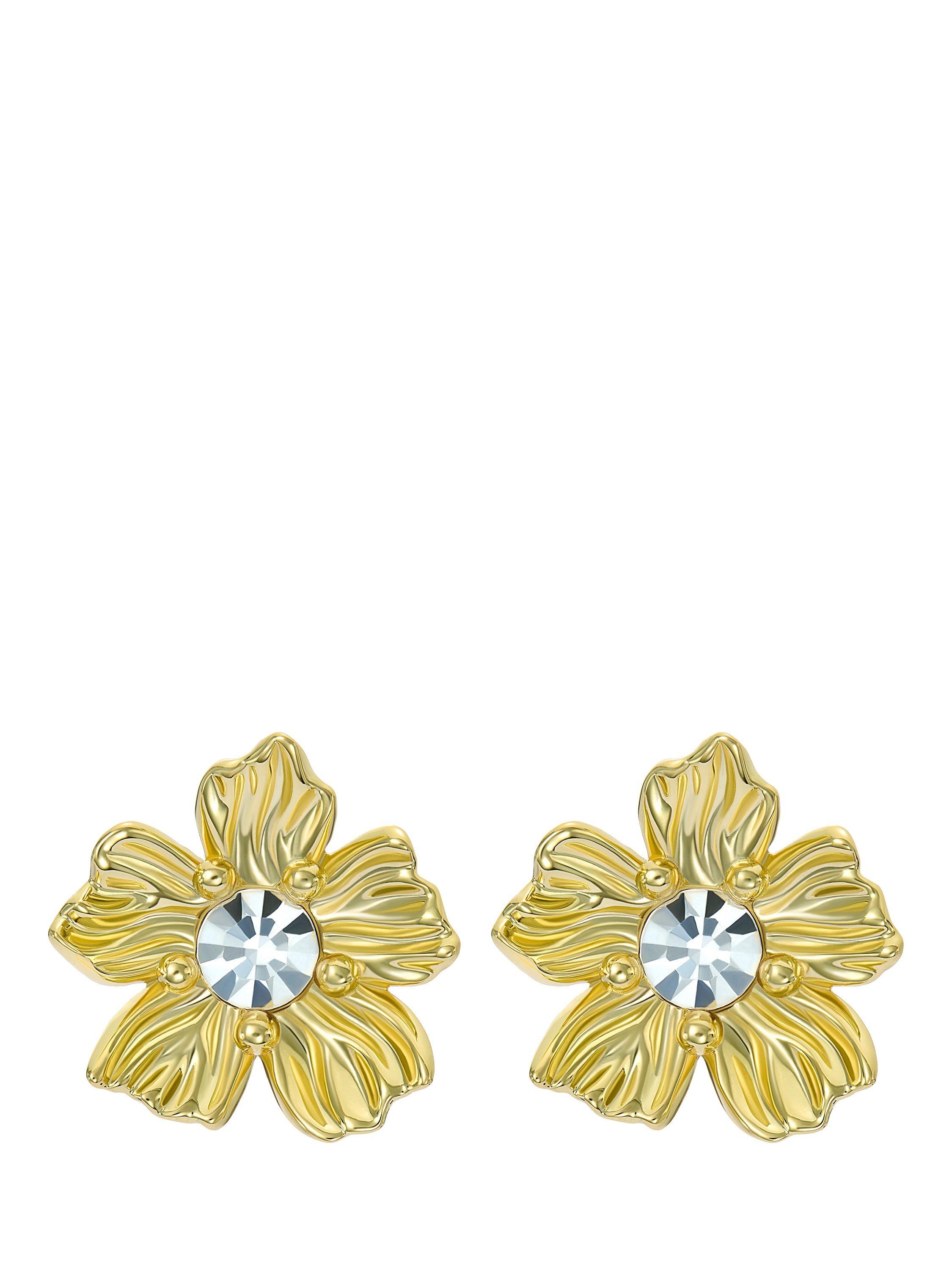 Product image 5 of 6, which shows Ted Baker Petulia Flower Statement Crystal Stud Earrings, Gold
