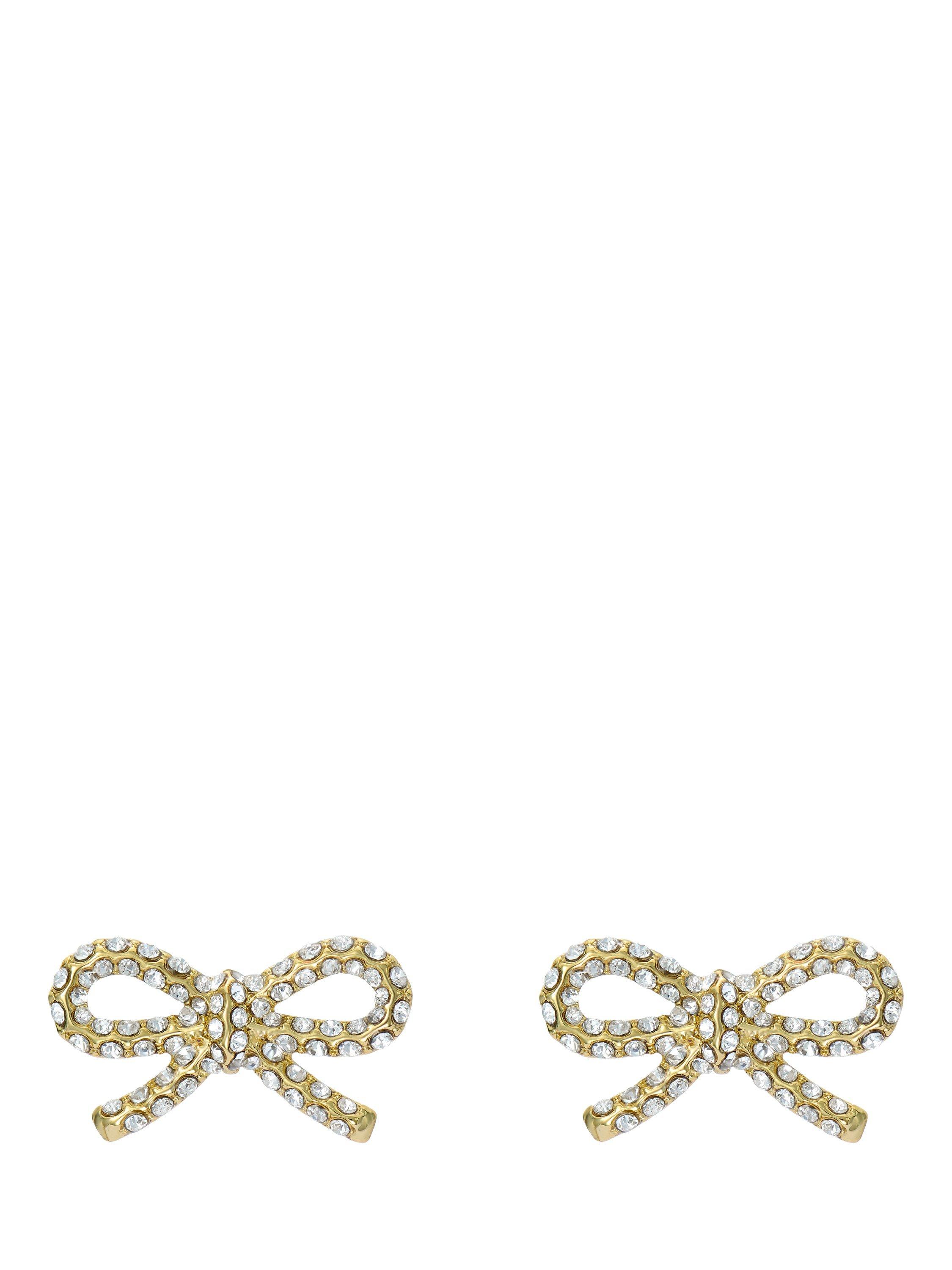 Product image 5 of 6, which shows Ted Baker Ribecca Crystal Ribbon Bow Stud Earrings, Gold