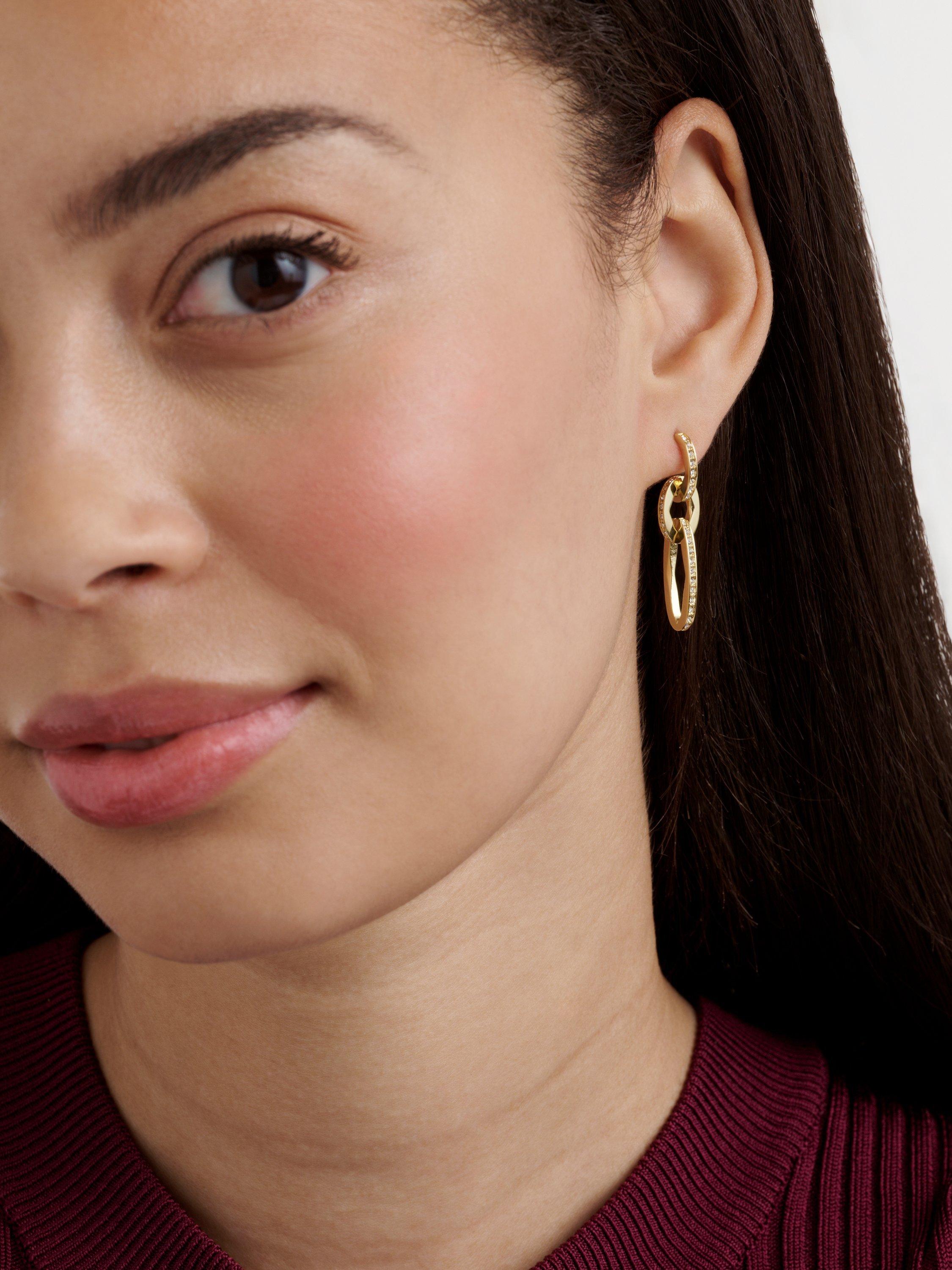 Product image 3 of 5, which shows Ted Baker Shirina Crystal Shimmer Drop Earrings, Gold