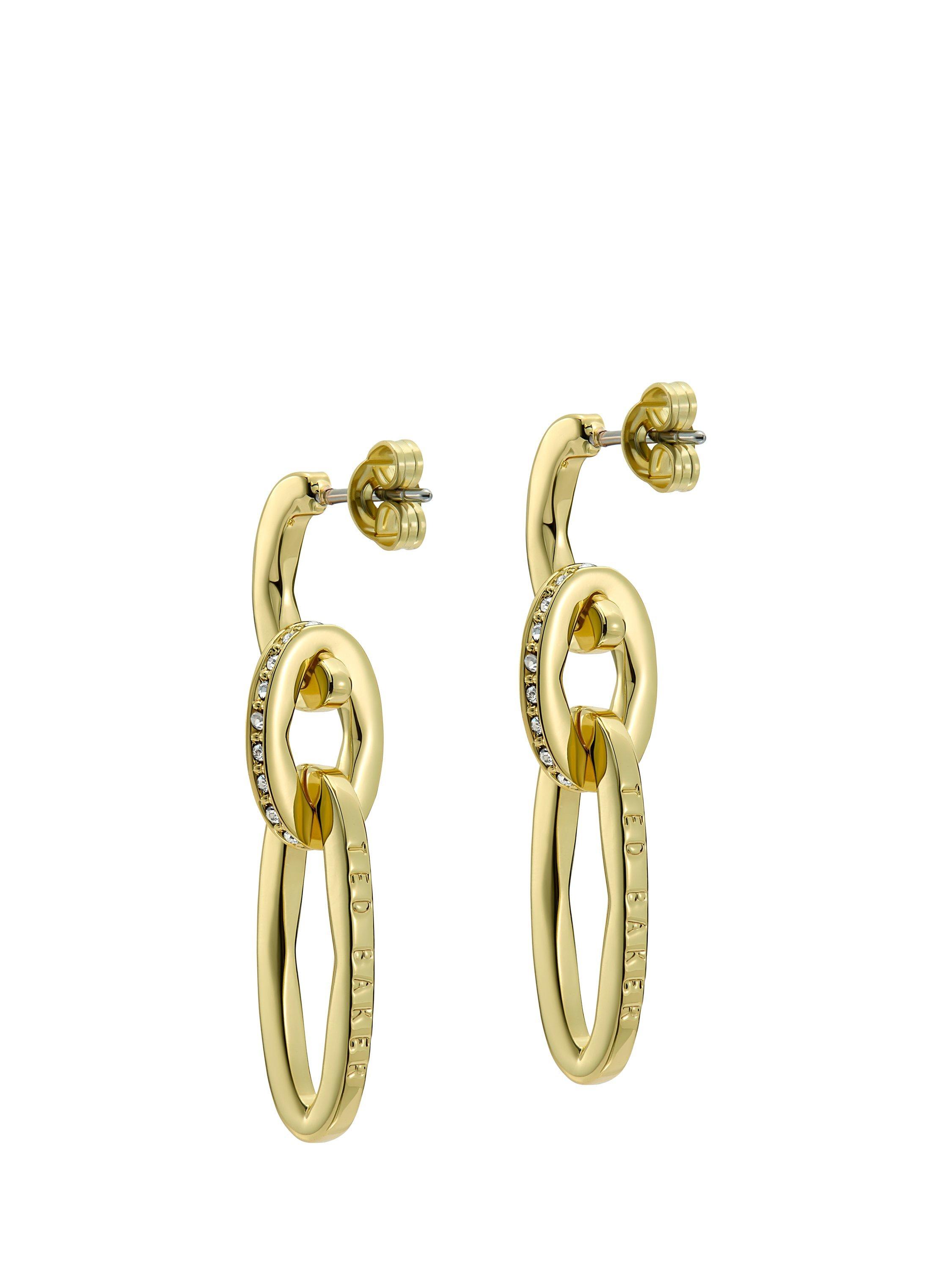 Product image 5 of 5, which shows Ted Baker Shirina Crystal Shimmer Drop Earrings, Gold