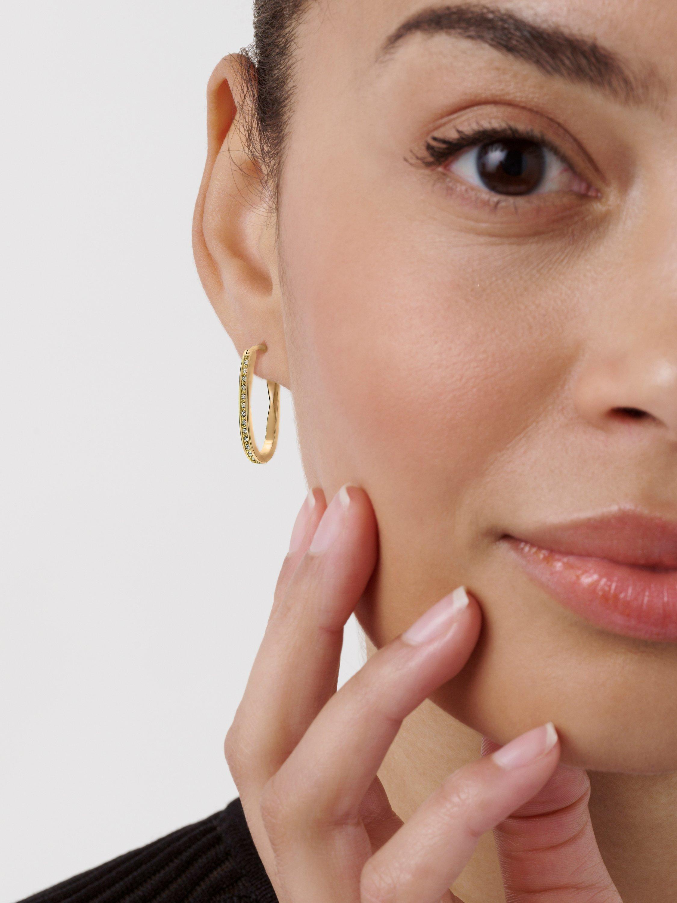 Product image 3 of 6, which shows Ted Baker Shivanna Crystal Shimmer Hoop Earrings, Gold