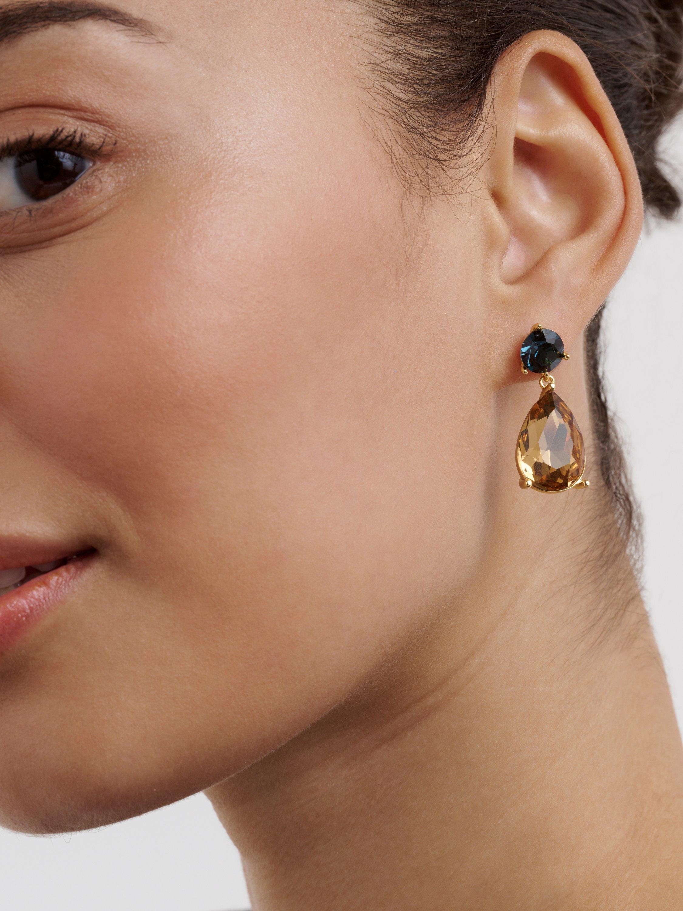 Product image 3 of 6, which shows Ted Baker Teaire Crystal Teardrop Earrings, Gold/Green