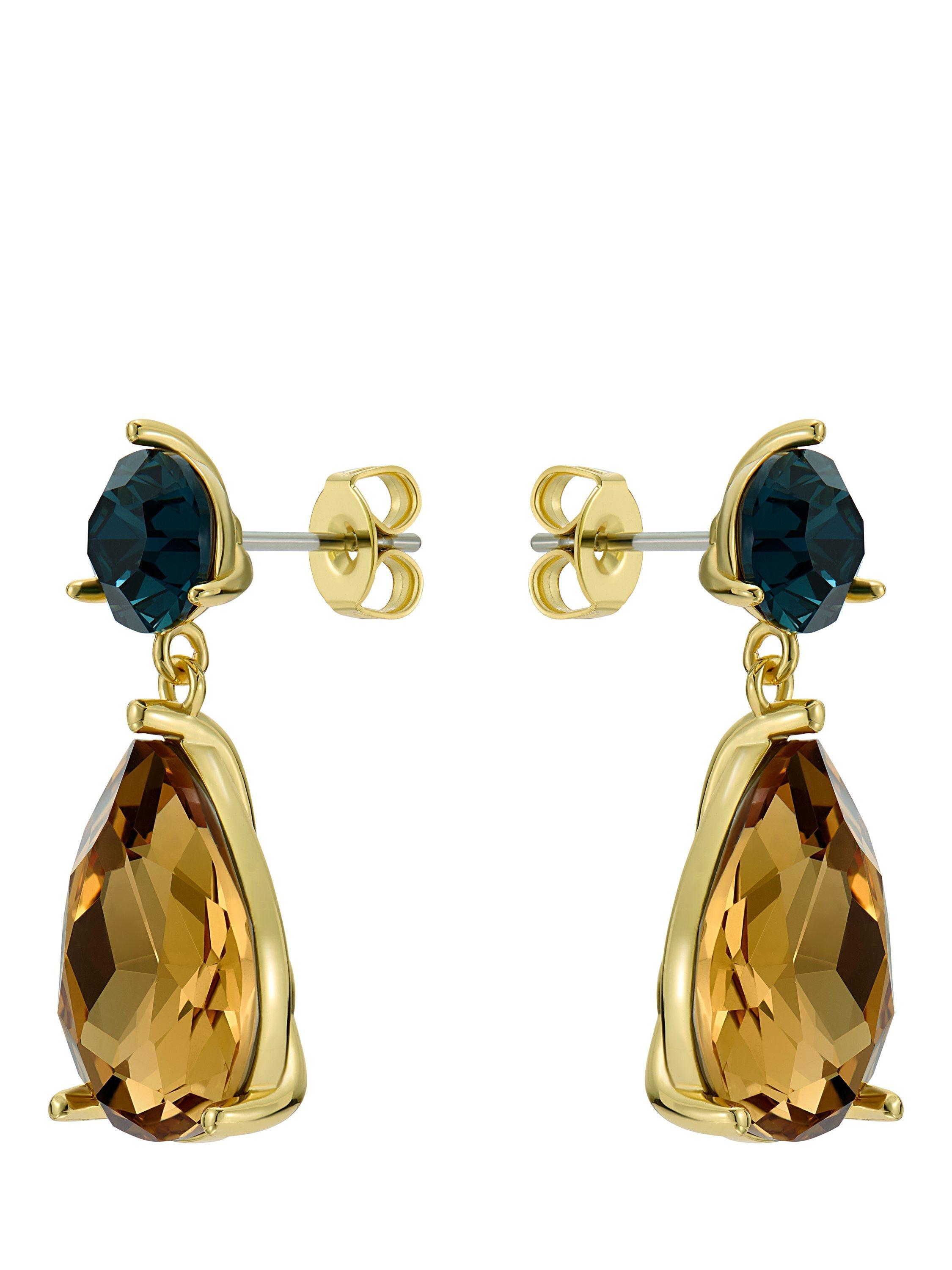 Product image 4 of 6, which shows Ted Baker Teaire Crystal Teardrop Earrings, Gold/Green