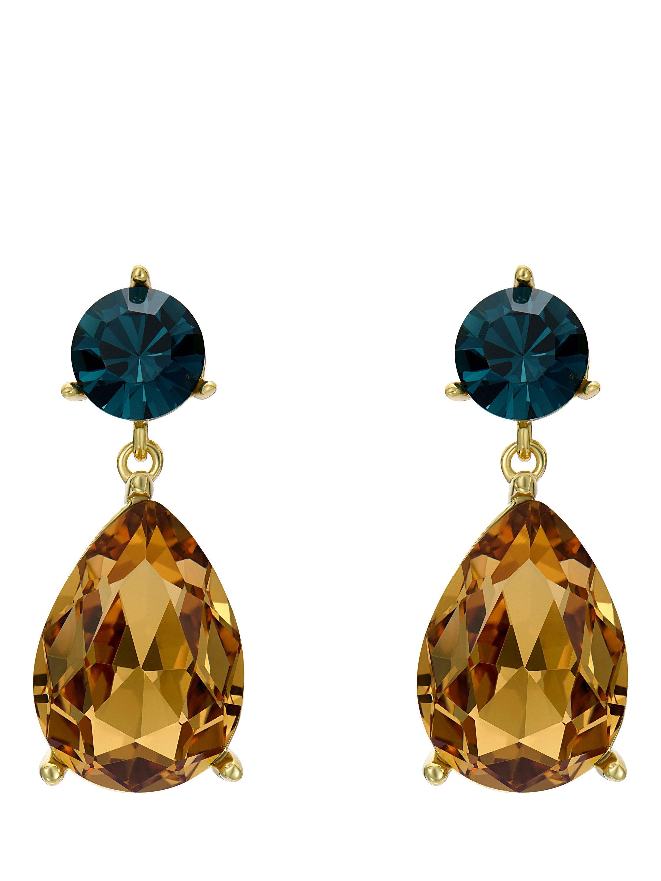 Product image 5 of 6, which shows Ted Baker Teaire Crystal Teardrop Earrings, Gold/Green