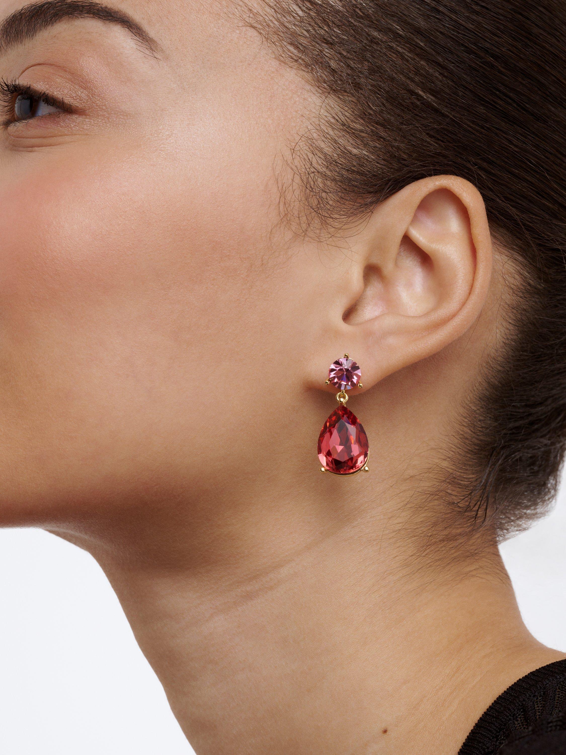 Product image 3 of 6, which shows Ted Baker Teaire Crystal Teardrop Earrings, Gold/Red
