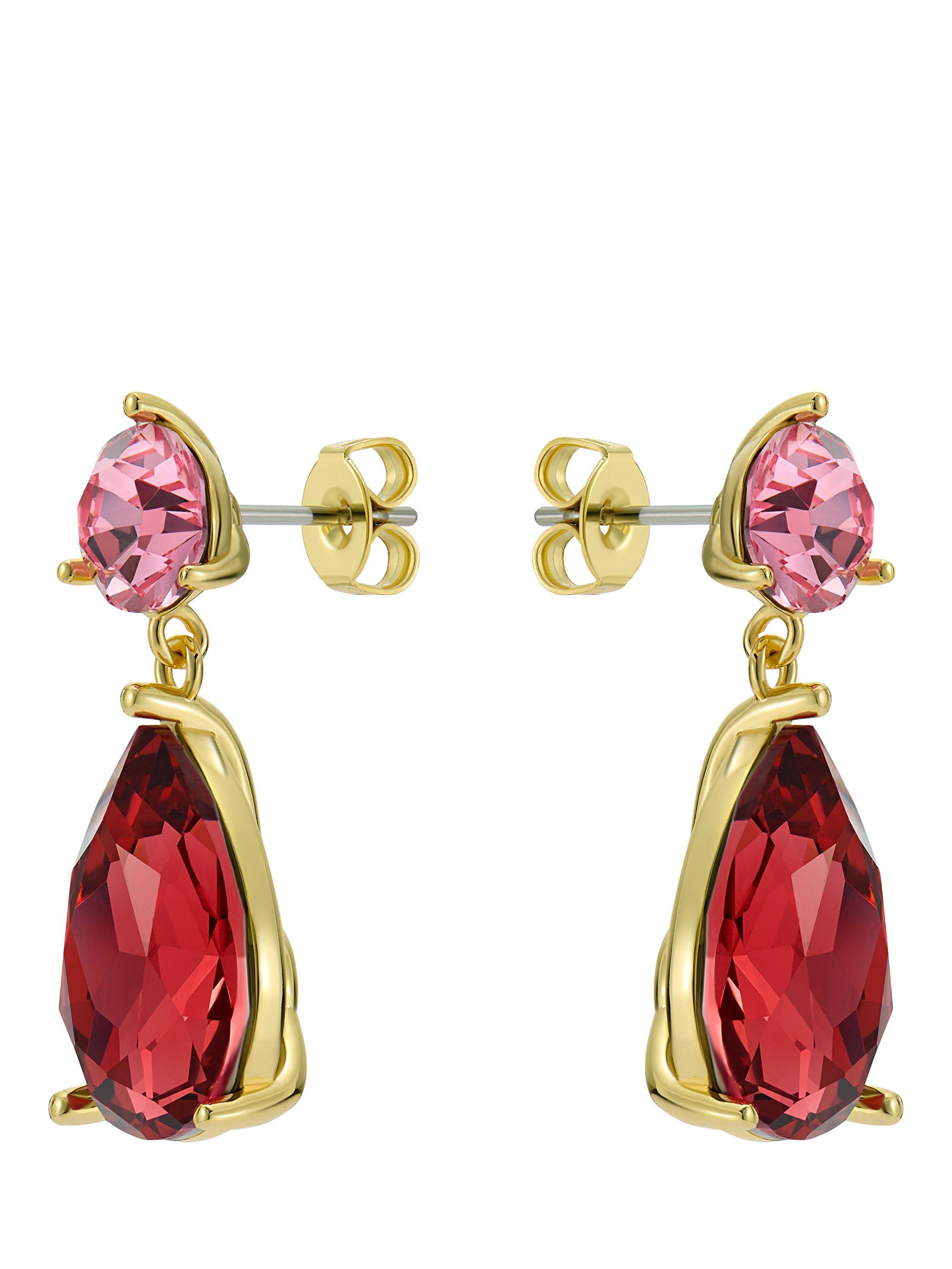 Product image 4 of 6, which shows Ted Baker Teaire Crystal Teardrop Earrings, Gold/Red