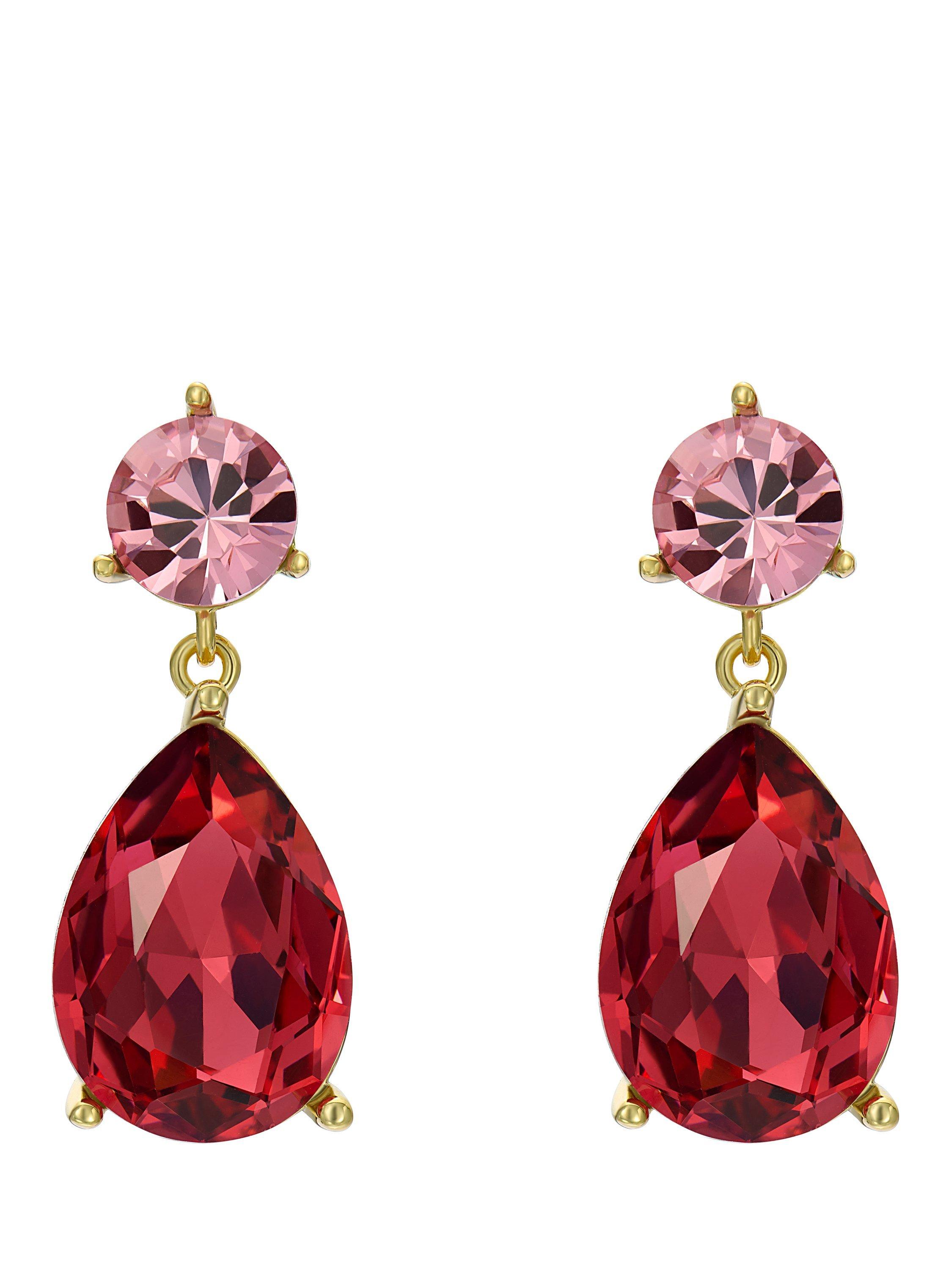Product image 5 of 6, which shows Ted Baker Teaire Crystal Teardrop Earrings, Gold/Red
