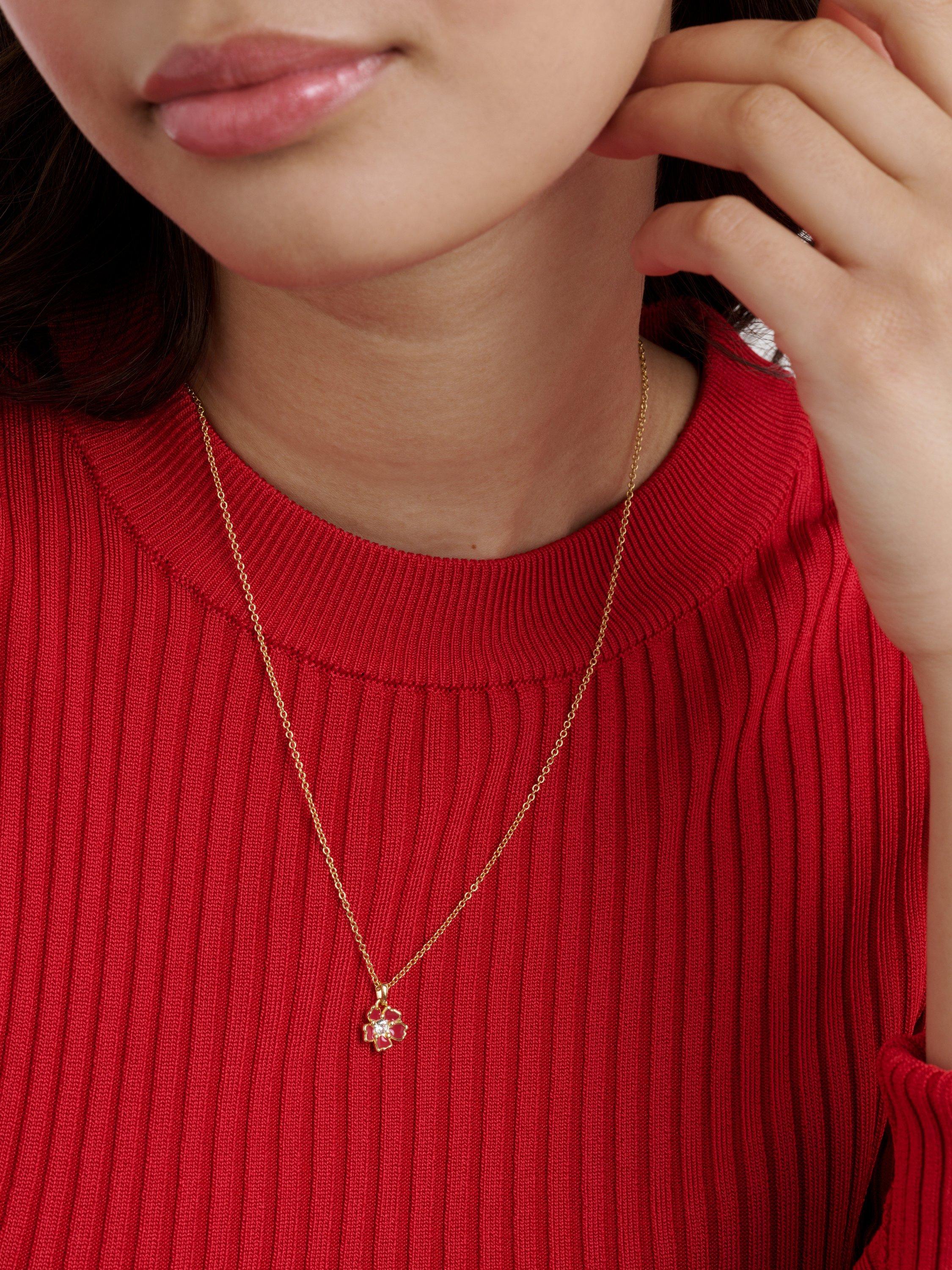 Product image 2 of 6, which shows Ted Baker Petiies Painted Flower Pendant Necklace, Gold