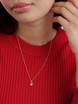 Ted Baker Petiies Painted Flower Pendant Necklace, Gold - view 2, Gold