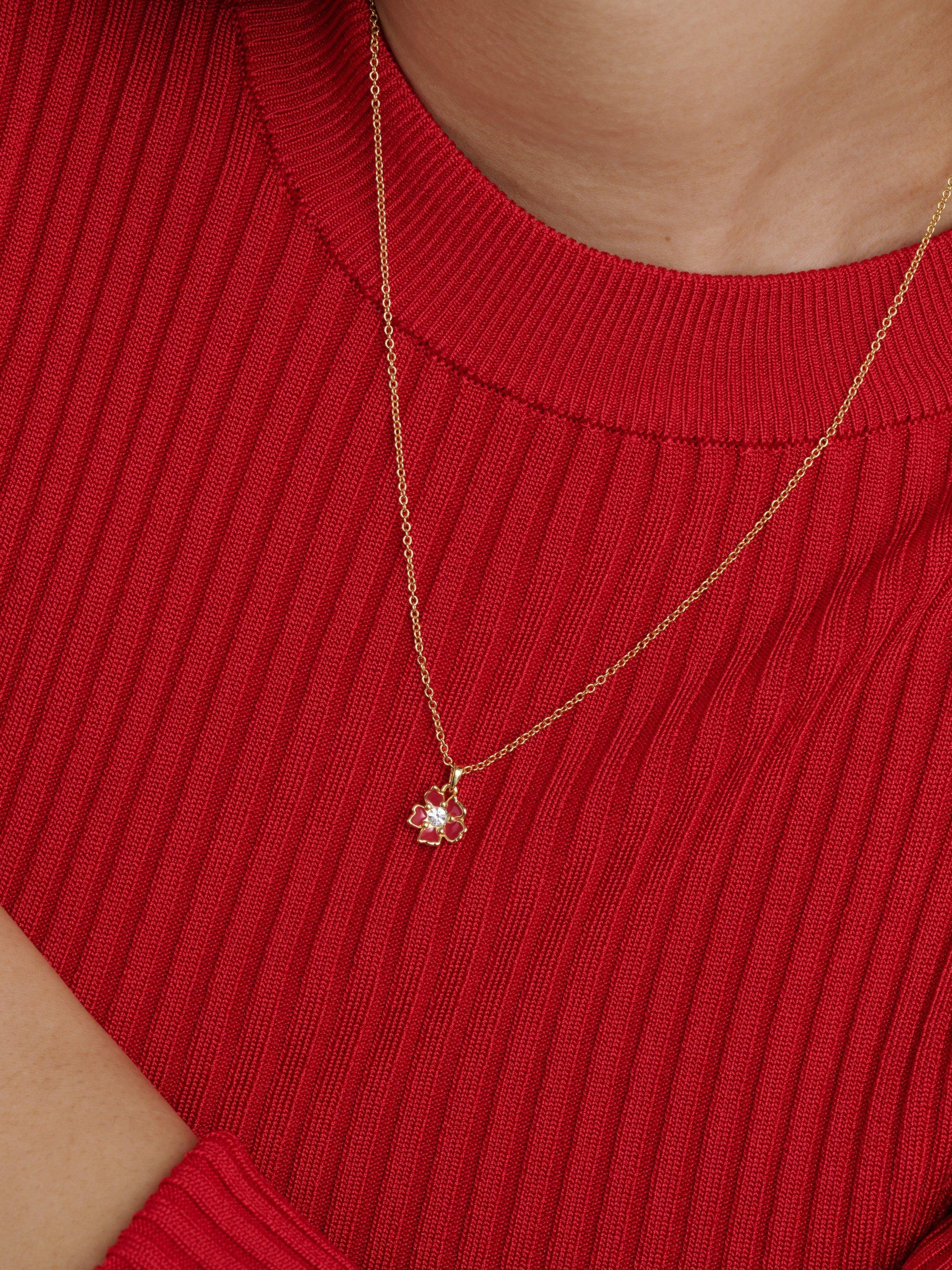 Product image 3 of 6, which shows Ted Baker Petiies Painted Flower Pendant Necklace, Gold