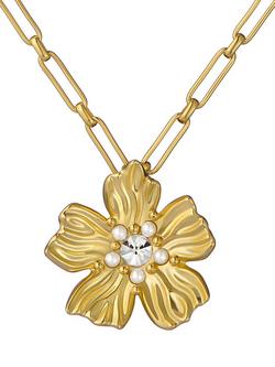 Ted Baker Petrice Flower Statement Crystal Necklace, Gold, Gold