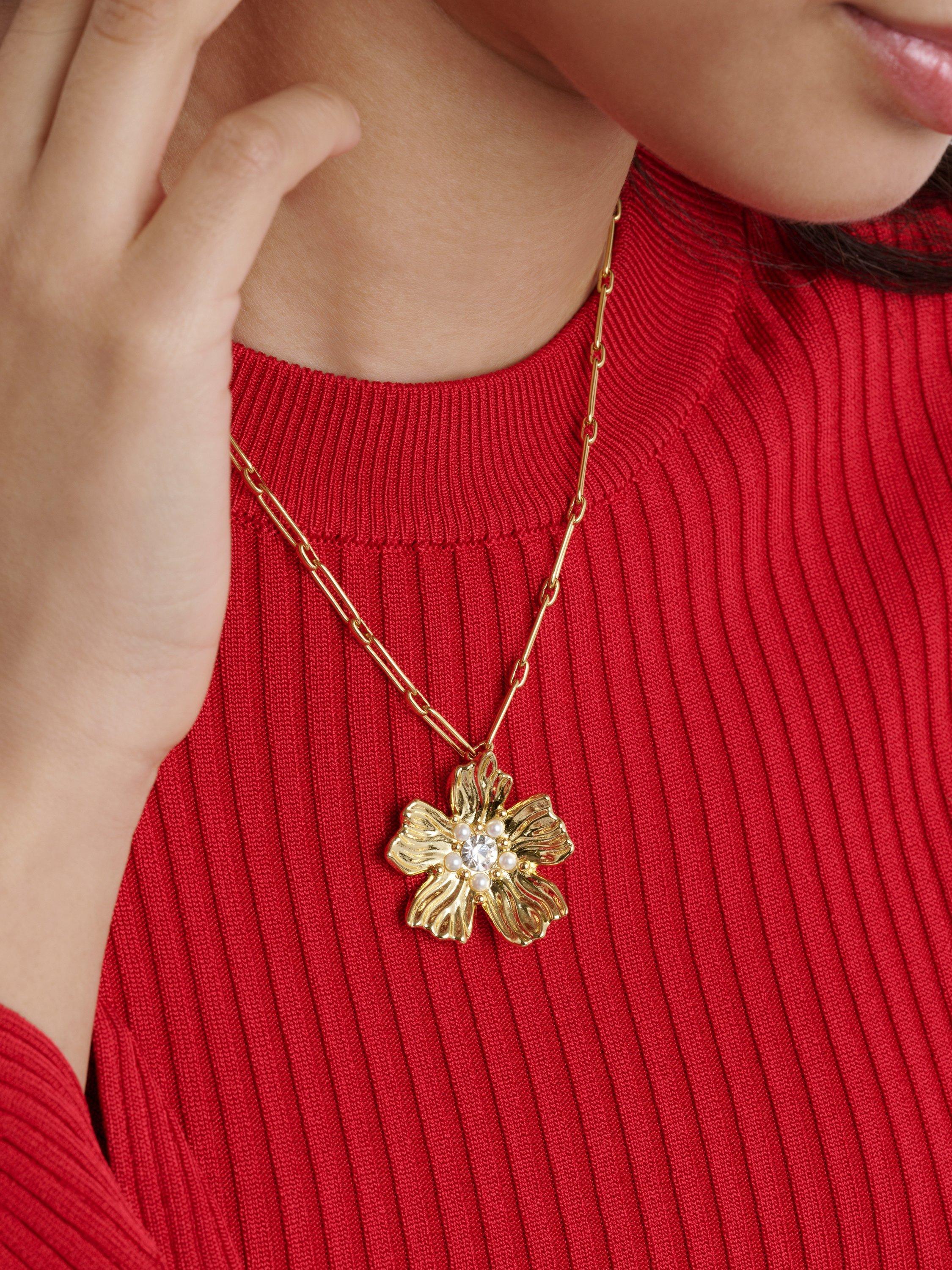 Ted Baker Petrice Flower Statement Crystal Necklace, Gold
