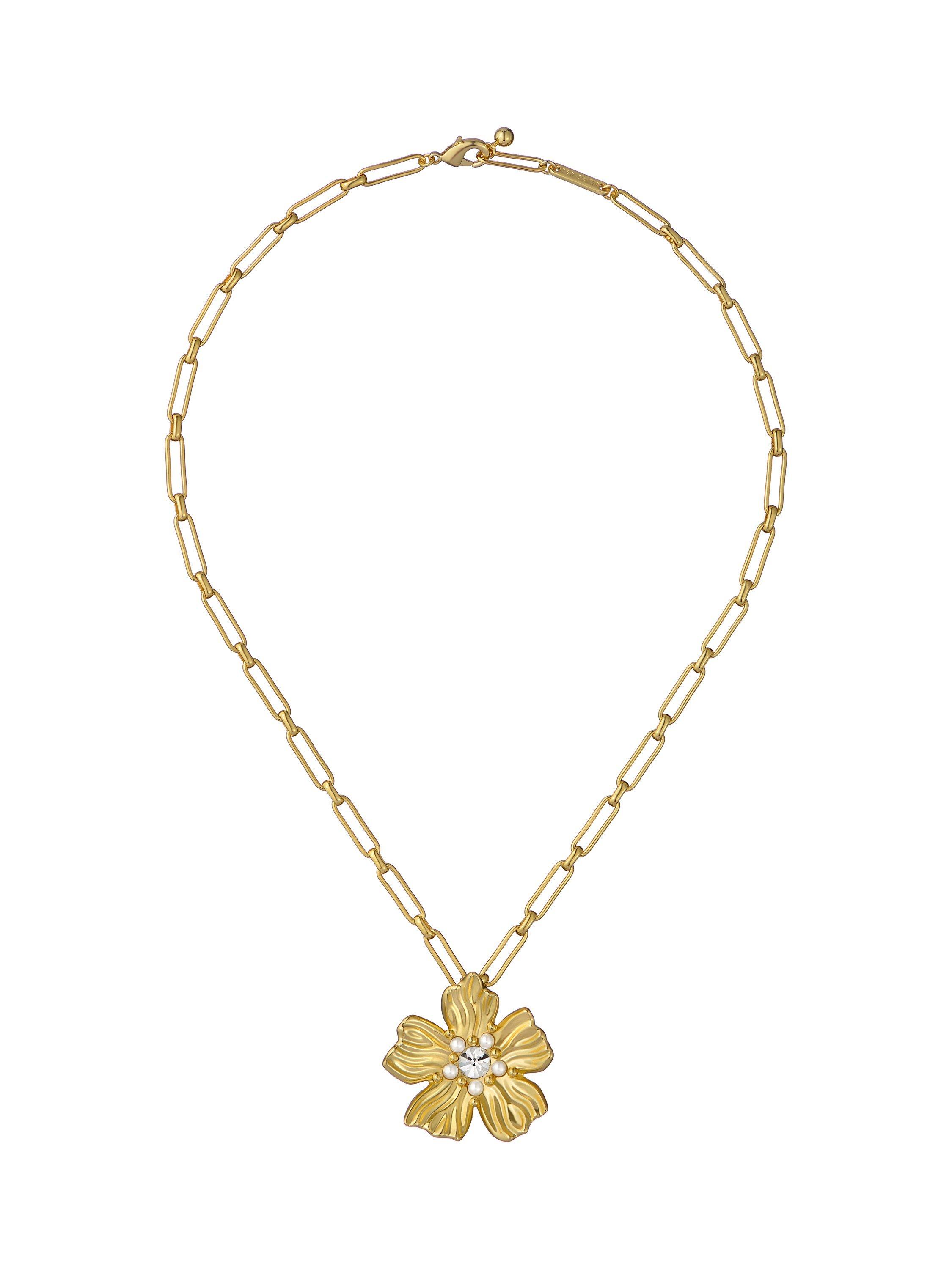Product image 4 of 6, which shows Ted Baker Petrice Flower Statement Crystal Necklace, Gold