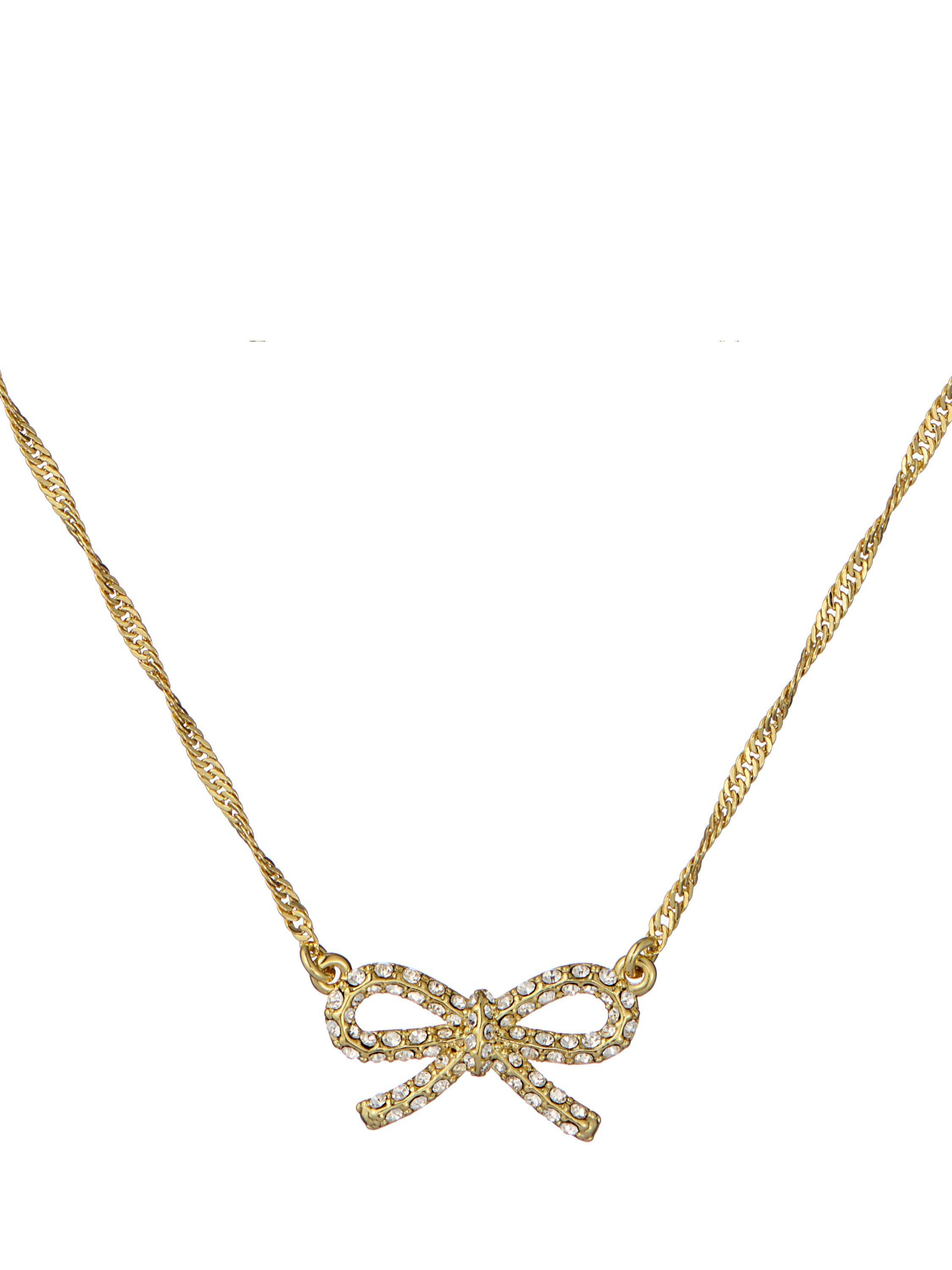 Ted Baker Ribah Crystal Ribbon Bow Pendant Necklace, Gold