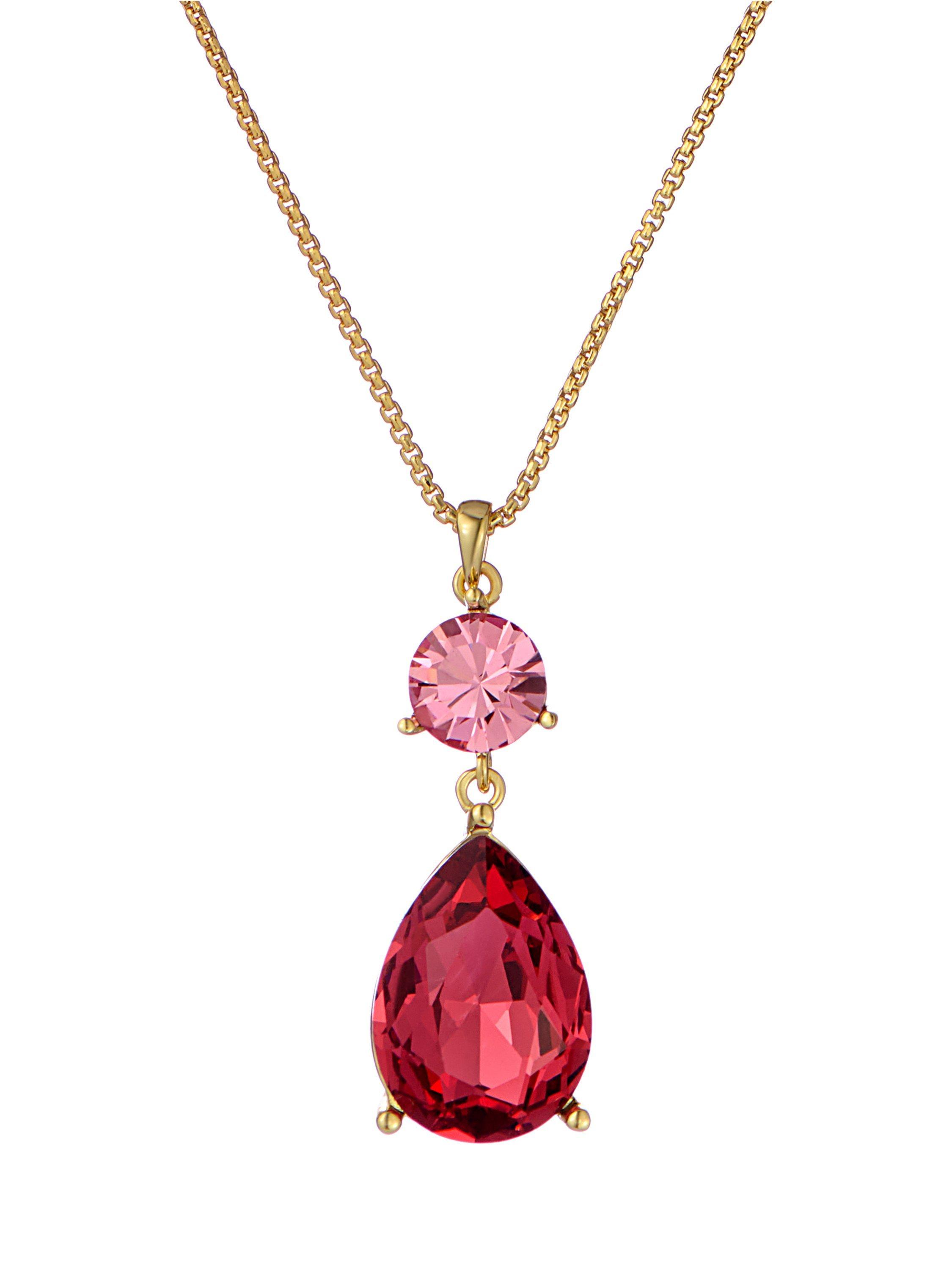 Product image 1 of 6, which shows Ted Baker Tearsa Crystal Teardrop Pendant Necklace, Gold/Pink