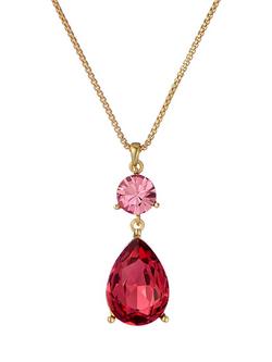 Ted Baker Tearsa Crystal Teardrop Pendant Necklace, Gold/Pink