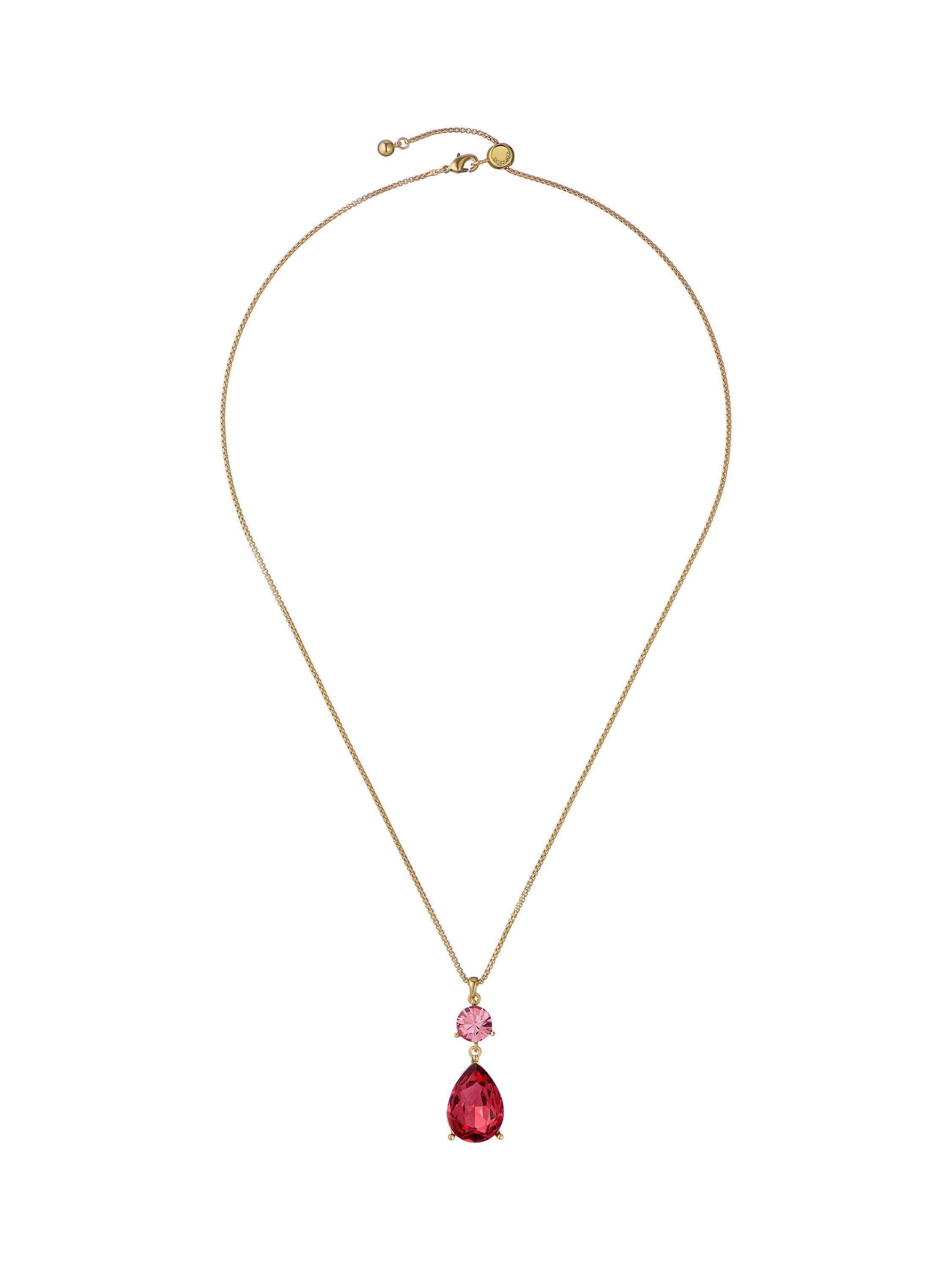 Product image 4 of 6, which shows Ted Baker Tearsa Crystal Teardrop Pendant Necklace, Gold/Pink