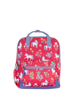 Frugi Kids' Explorers Unicorn Print Backpack, Rose, Rose