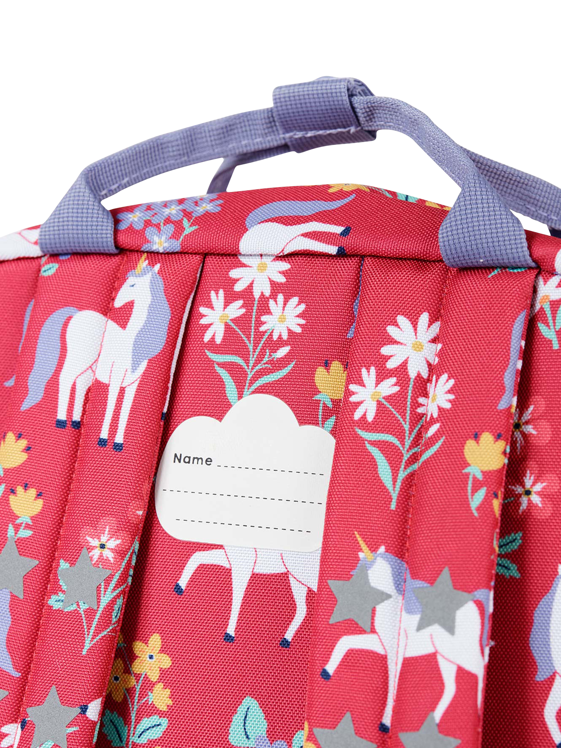 Product image 4 of 5, which shows Frugi Kids' Explorers Unicorn Print Backpack, Rose