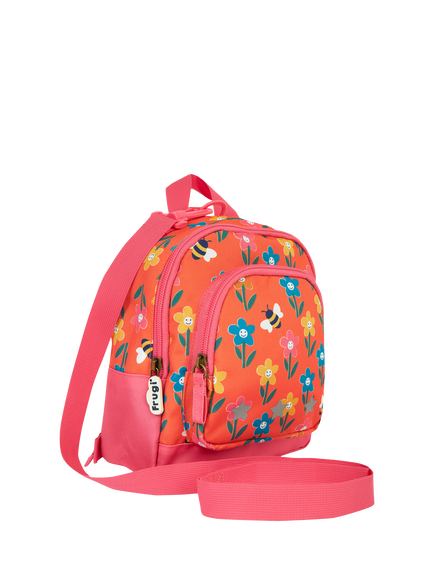 Frugi Kids' Little Adventure Floral Backpack, Orange/Multi, Orange/Multi