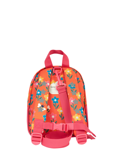 Frugi Kids' Little Adventure Floral Backpack, Orange/Multi - view 2, Orange/Multi