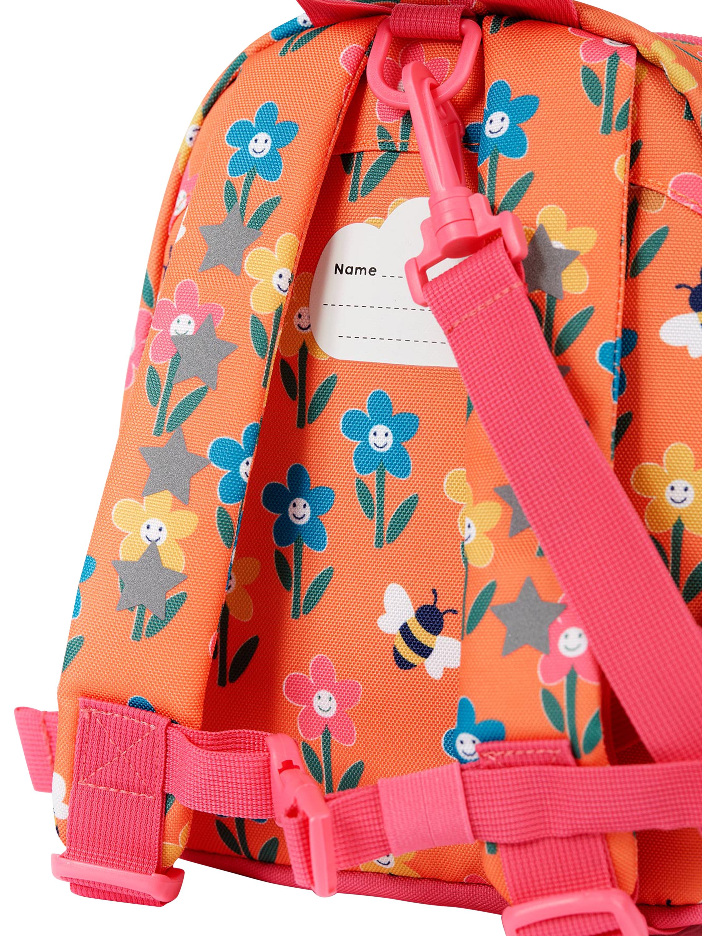 Product image 5 of 6, which shows Frugi Kids' Little Adventure Floral Backpack, Orange/Multi