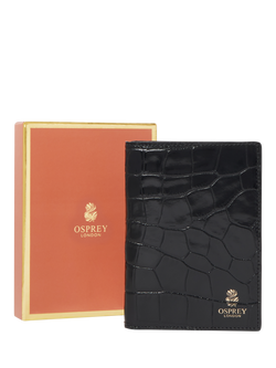 OSPREY LONDON Wentworth Croc Leather Passport Cover - view 2, Black